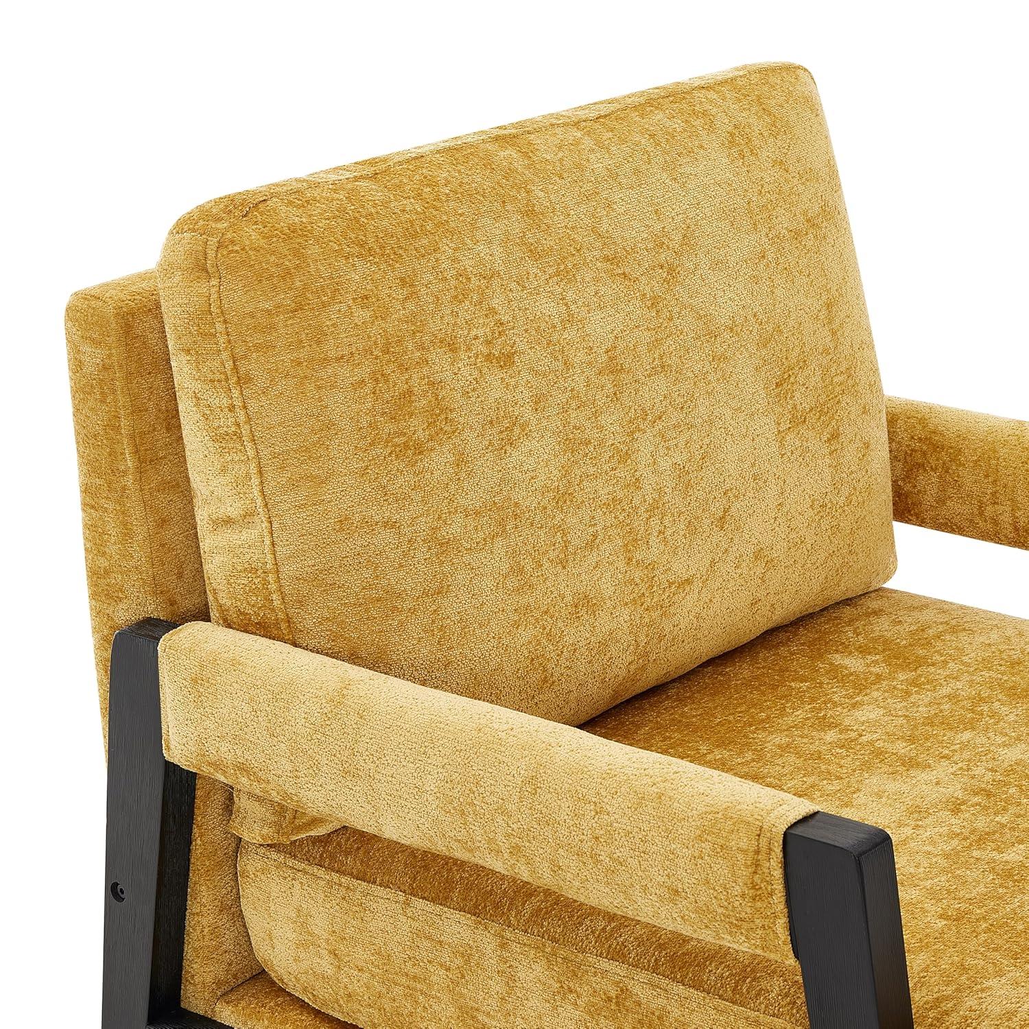 Roundhill Furniture Kelly Mid-Century Modern Chenille Upholstered Accent Armchair Yellow