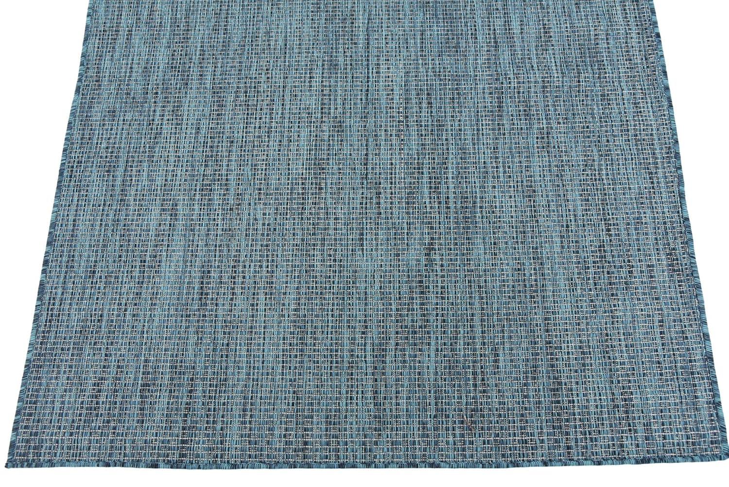 Unique Loom 4' 1 x 6' 1 Rectangle Indoor/Outdoor Solid Teal Area Rug
