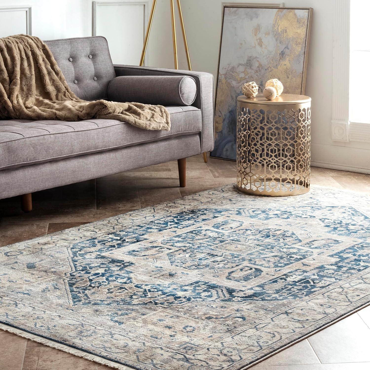 Nuloom Harriet Oriental/Persian 8 Square Indoor Area Rug for Living Room Bedroom Dining Room Kitchen, Grey/Multicolor