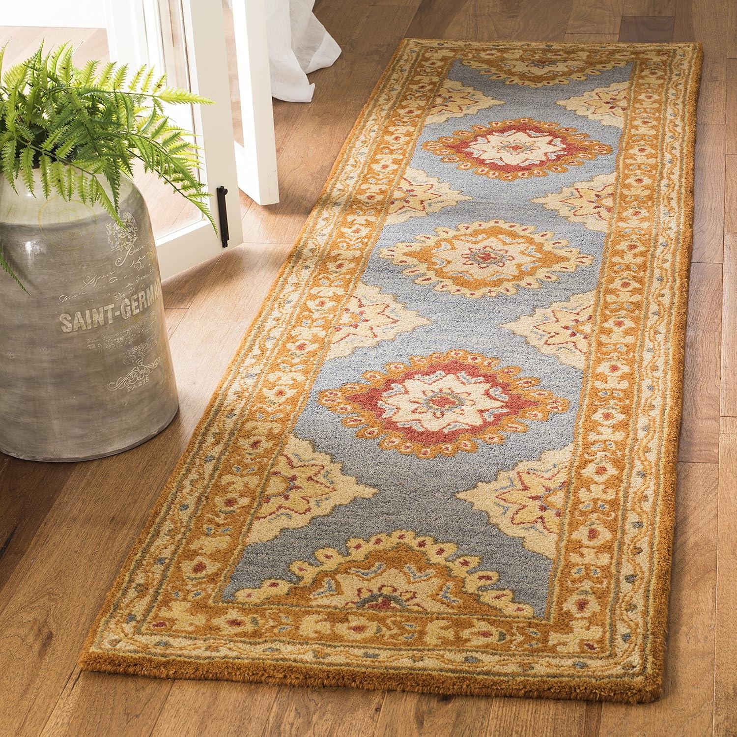 Heritage HG408 Handmade Area Rug - 8'x10' - Blue/Rust - Safavieh