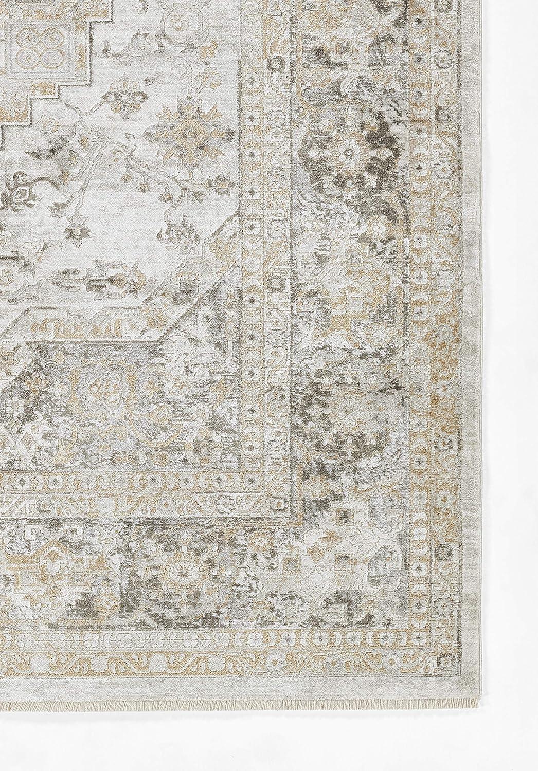 Taupe Rectangular Cotton Viscose Area Rug 47" x 65"