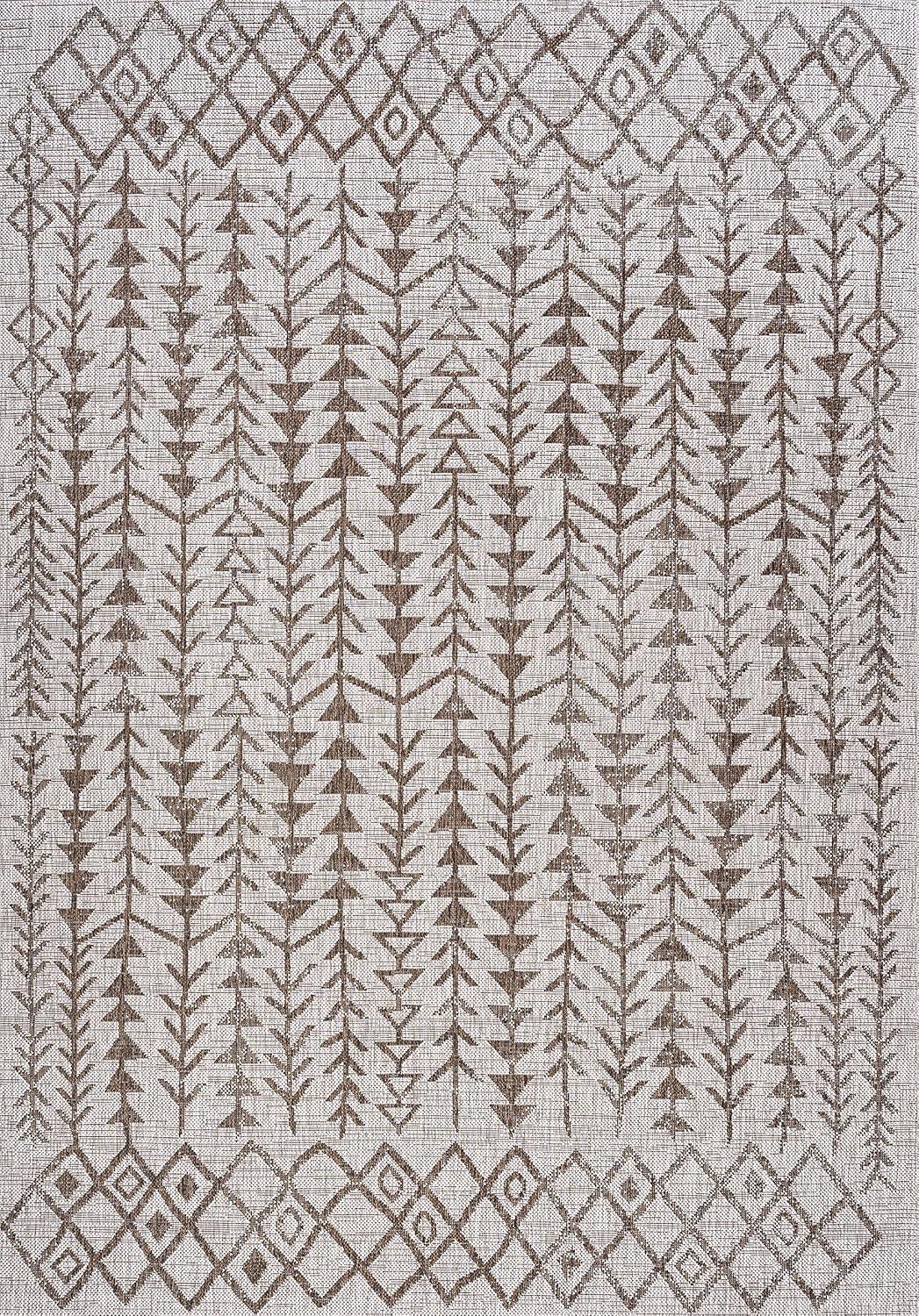 Moroccan-Inspired Geometric Soft Low Pile Area Rug - Beige/Brown