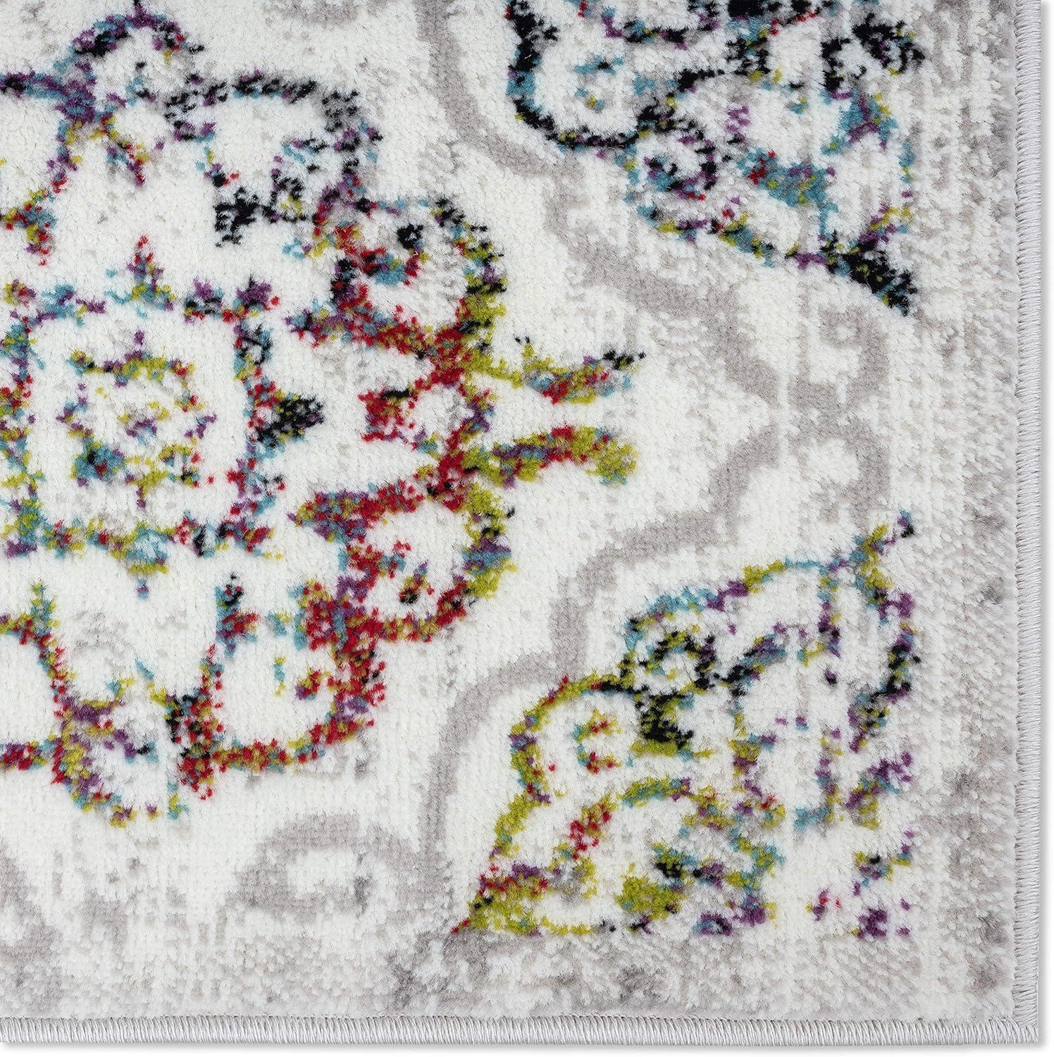 Home Dynamix Boho Andorra Transitional Damask Area Rug Ivory/Blue/Black, 5'2"x7'2"