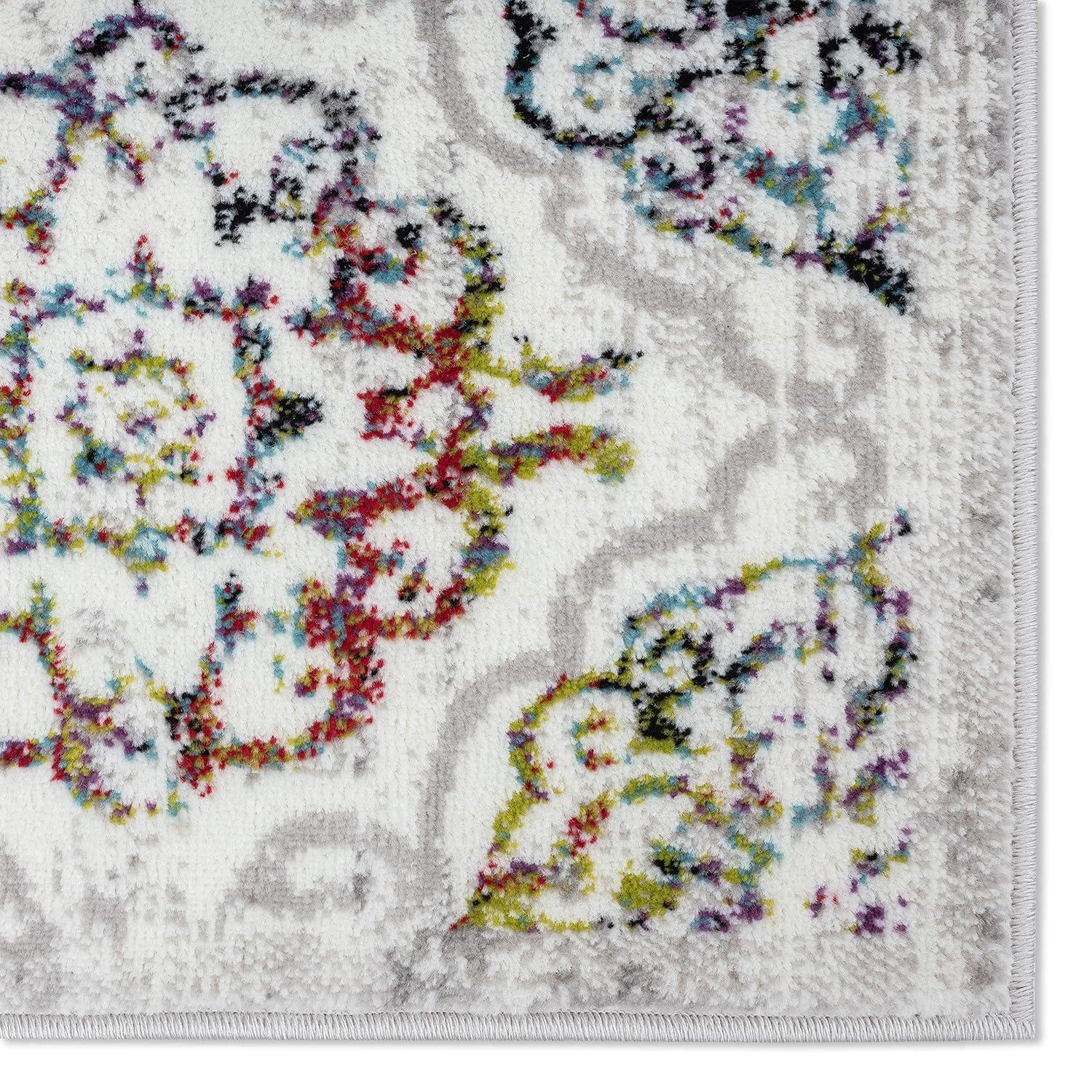 Home Dynamix Boho Andorra Transitional Damask Area Rug Ivory/Blue/Black, 5'2"x7'2"