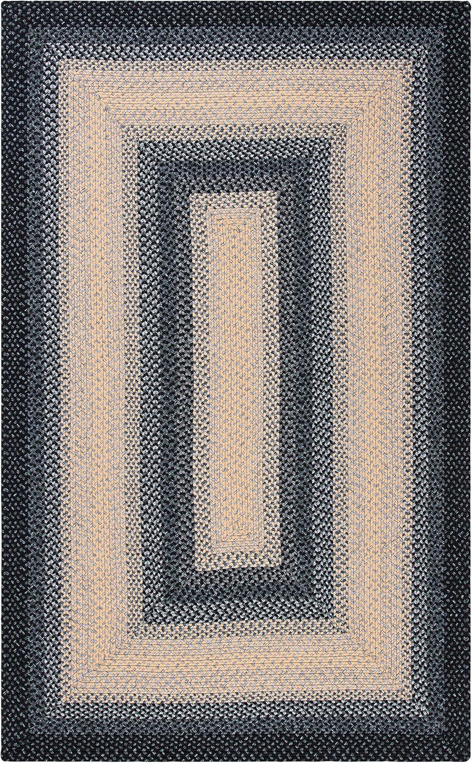 Handmade Braided Black/Grey Synthetic Reversible Rug 2'6" x 5'