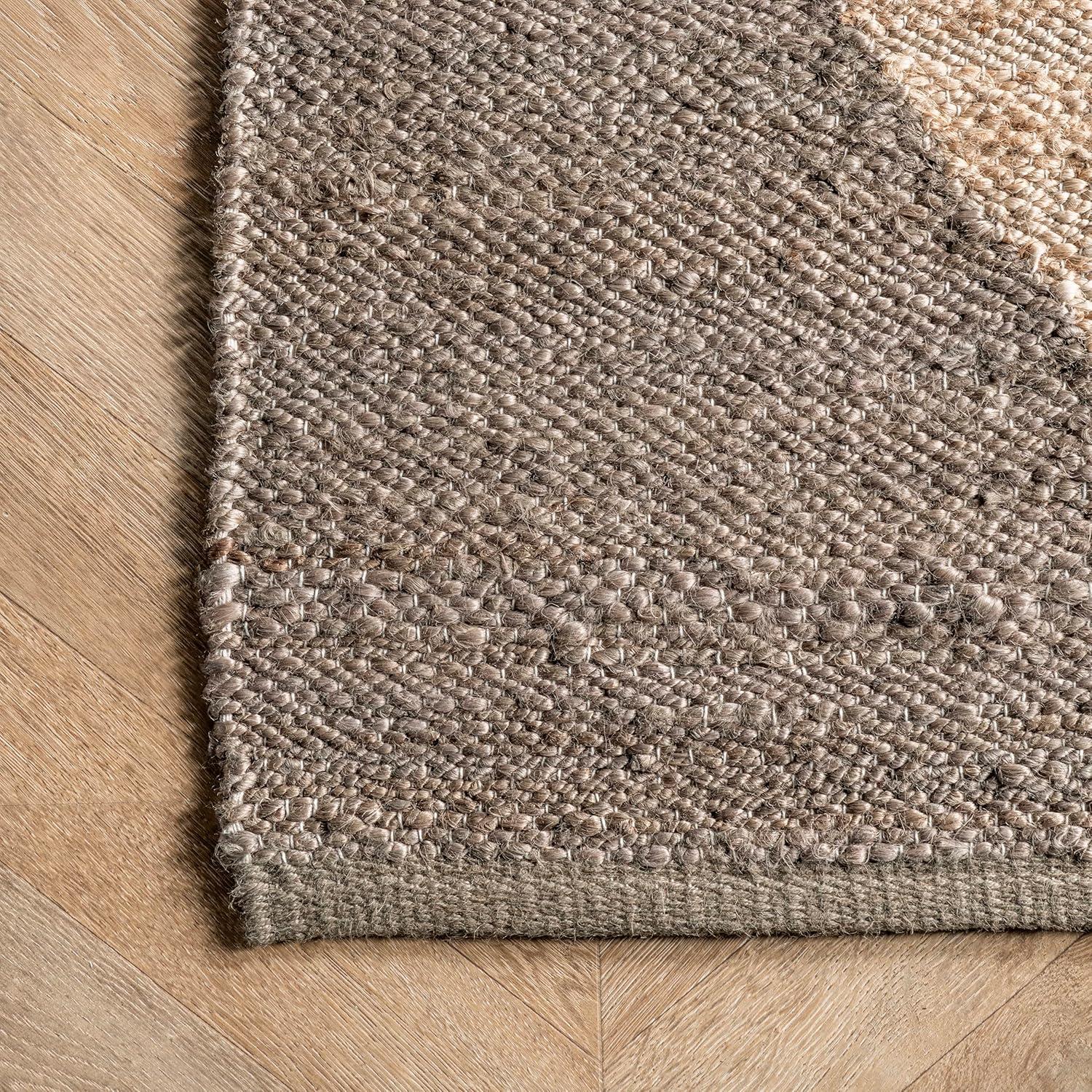 Handcrafted Gray Cotton-Jute Blend Rectangular Rug, 64in