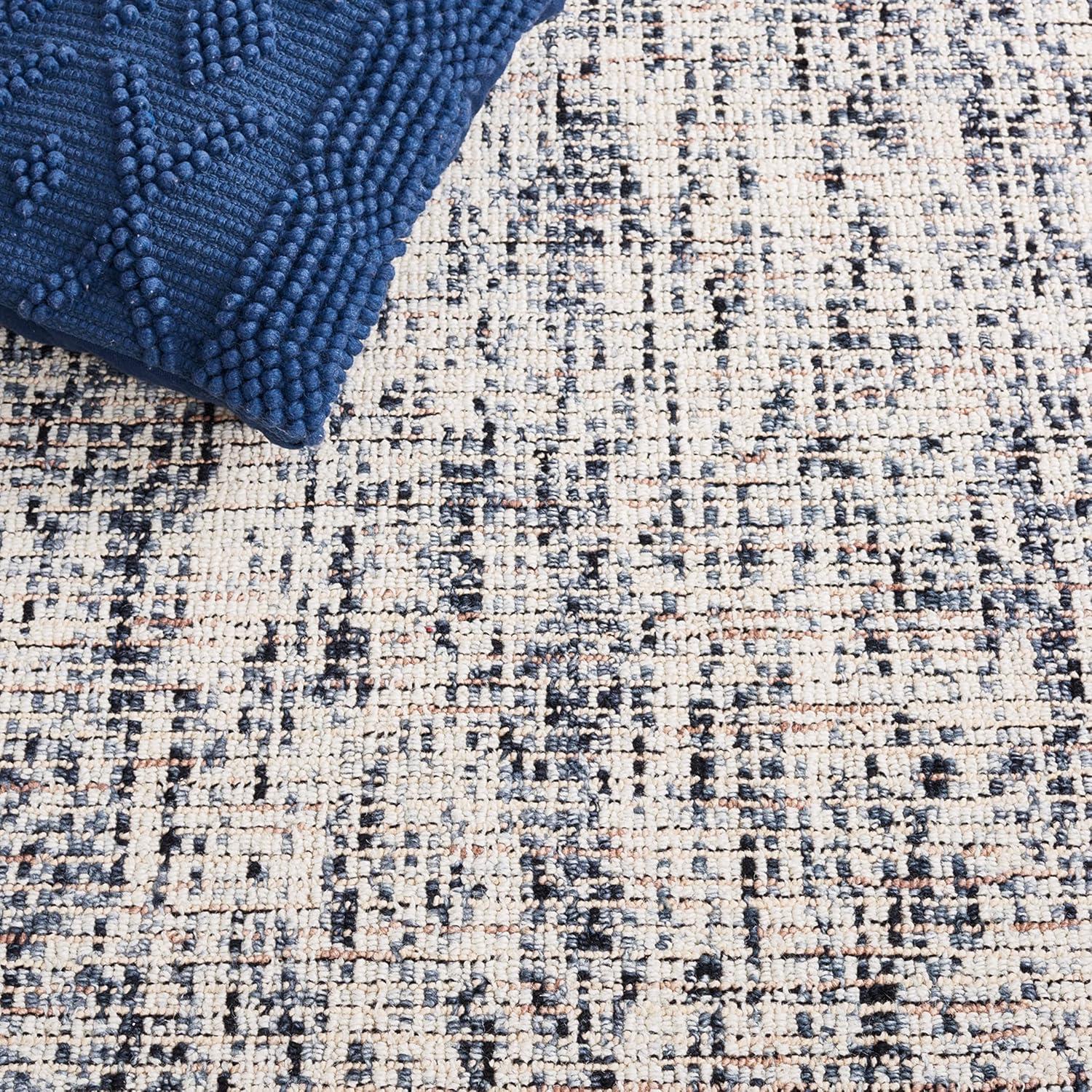 Abstract ABT493 Handmade Tufted Area Rug - Black/Beige - 6'-0" x 6'-0" Square - Safavieh