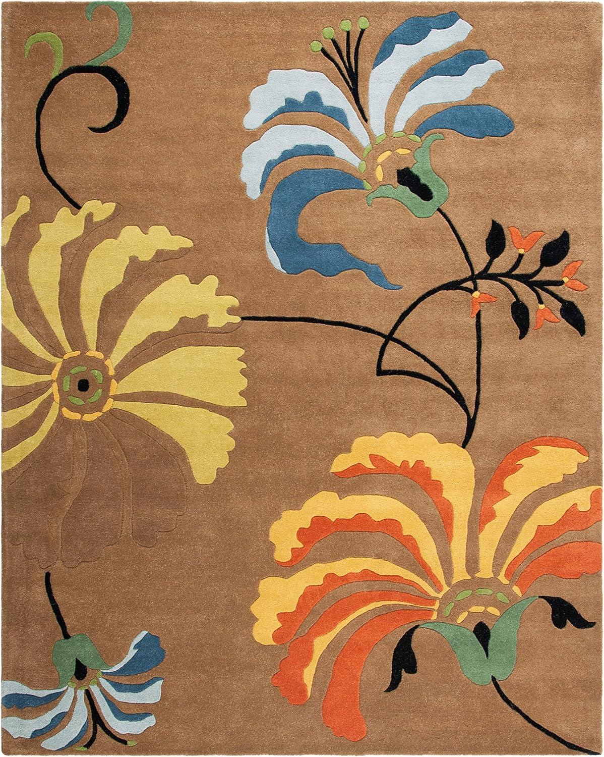 Handmade Blue Tufted Wool and Viscose Area Rug