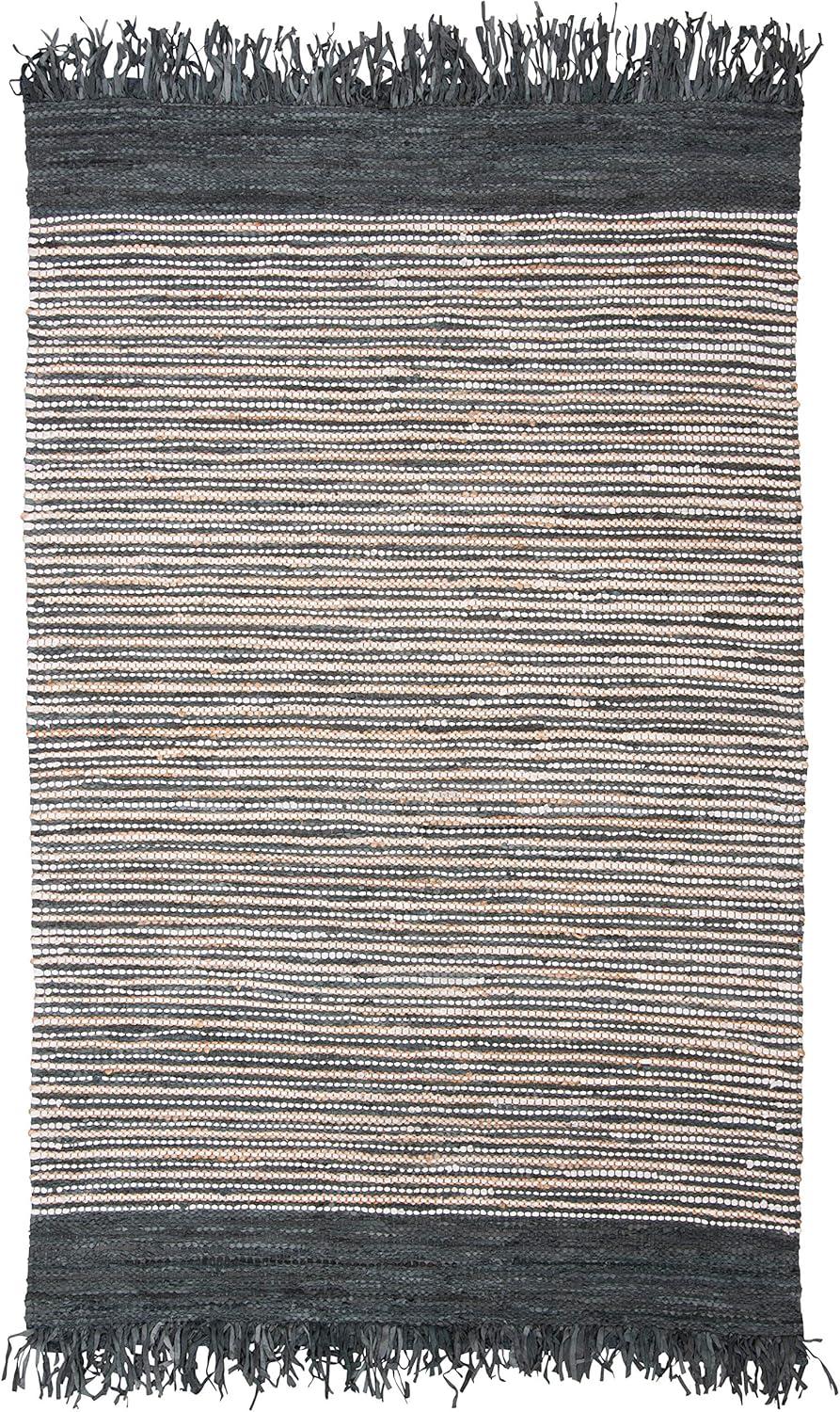 Vintage Leather VTL373 Hand Woven Indoor Accent Rug - Dark Grey/Multi - 3'x5' - Safavieh.