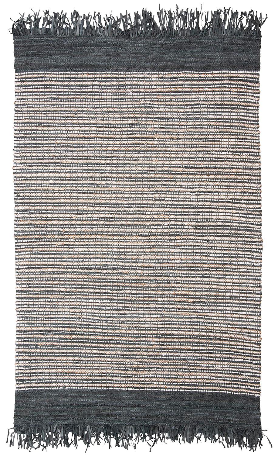 Vintage Leather VTL373 Hand Woven Indoor Area Rug - Dark Grey/Multi - 6'x9' - Safavieh.