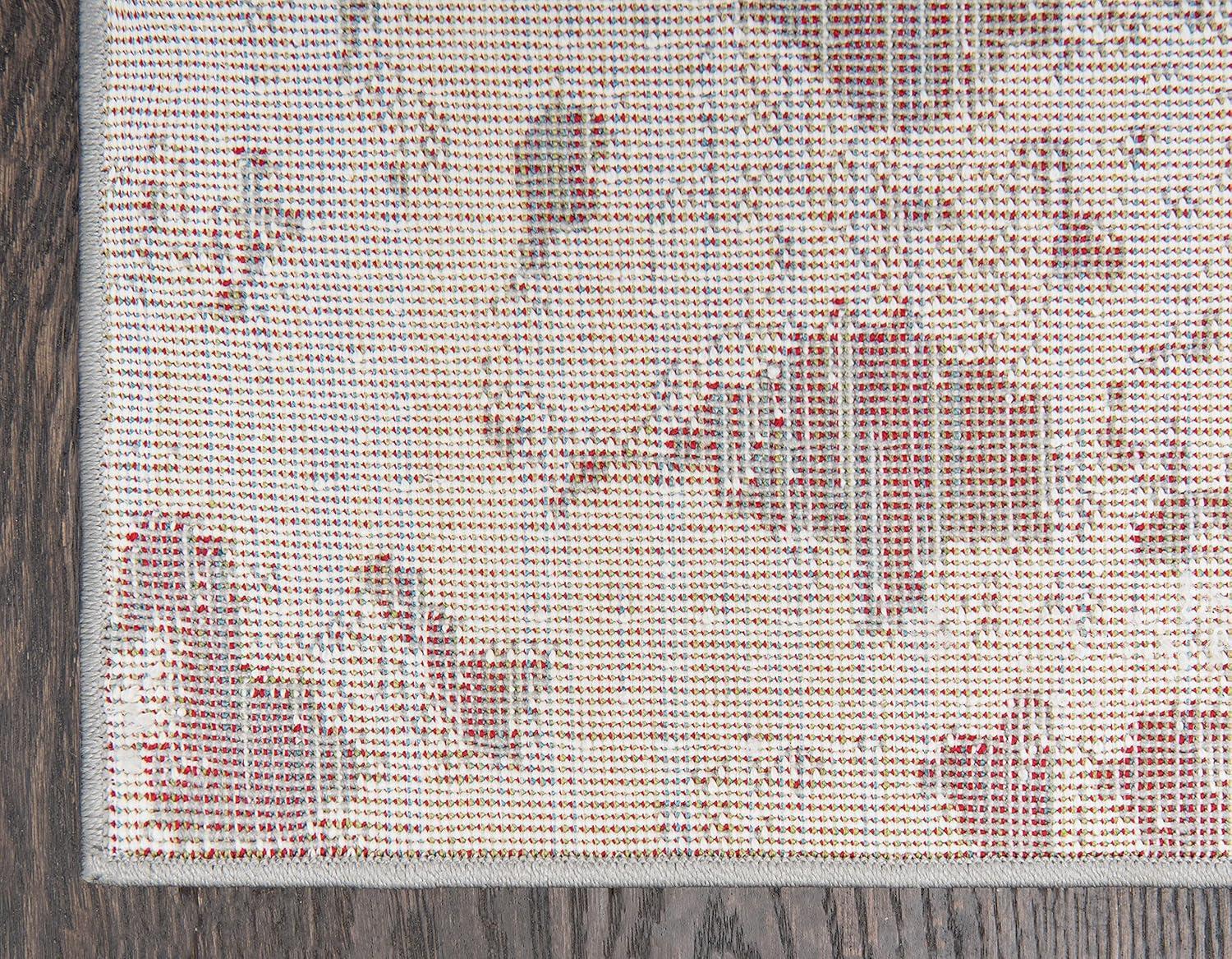 Unique Loom Rosso Collection Area Rug - Piazza (5' 1" x 8' Rectangle Light Gray/Ivory)