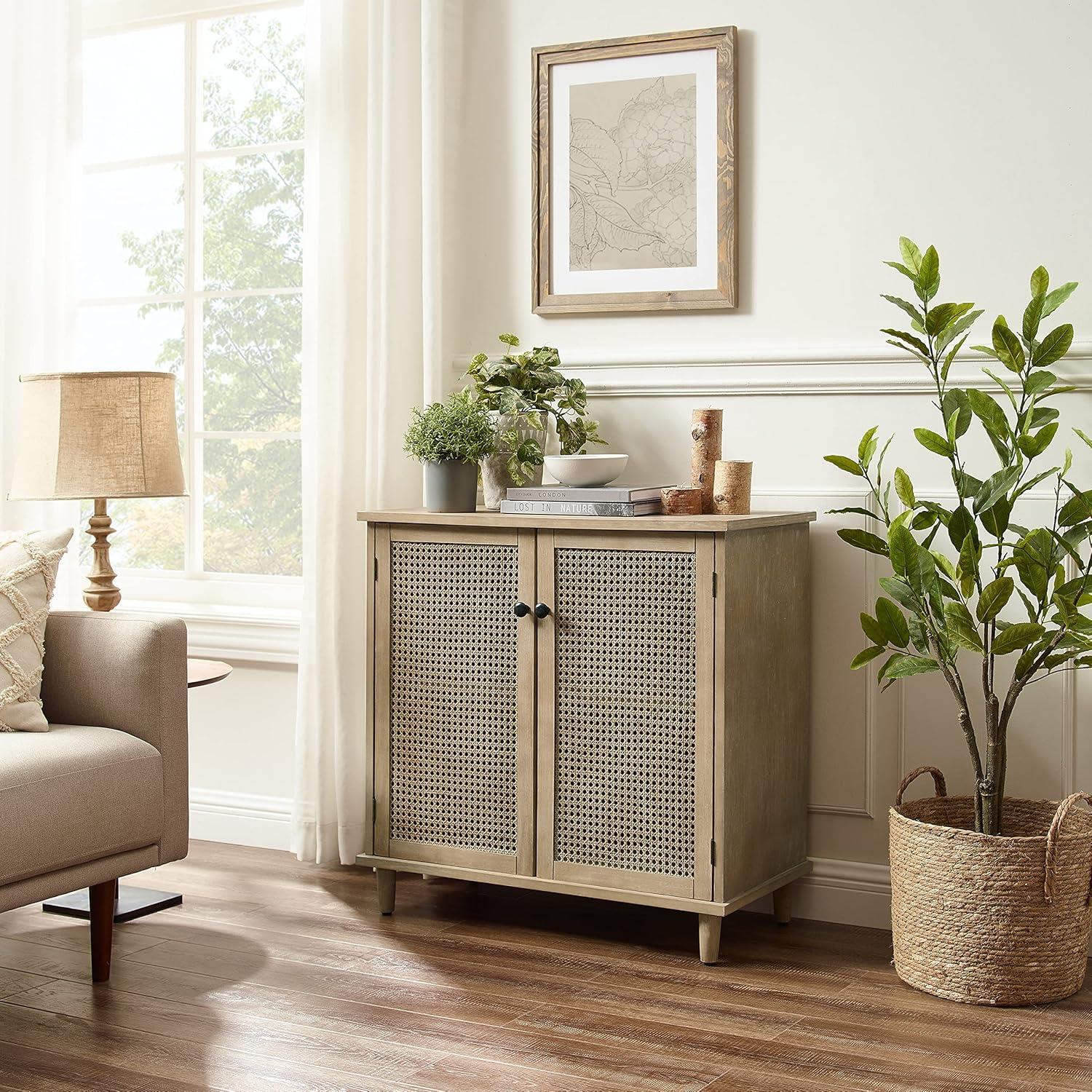 Art Leon Cane Wicker Cabinet Sideboard, Natural