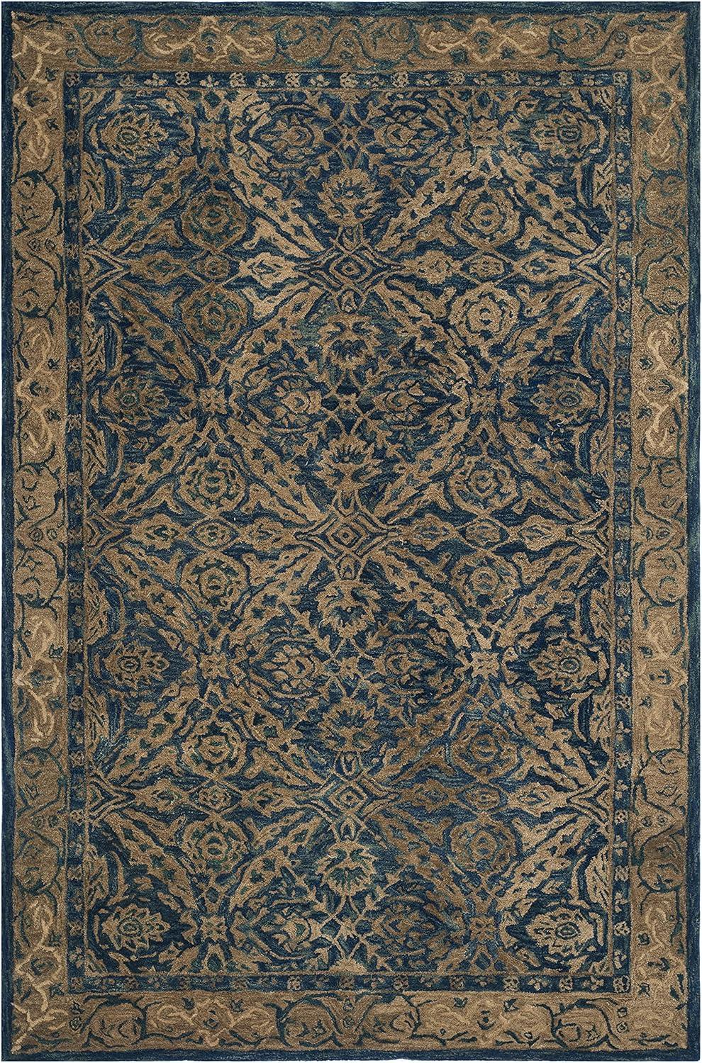 SAFAVIEH Anatolia Lysette Floral Area Rug, Navy/Ivory, 6' x 9'