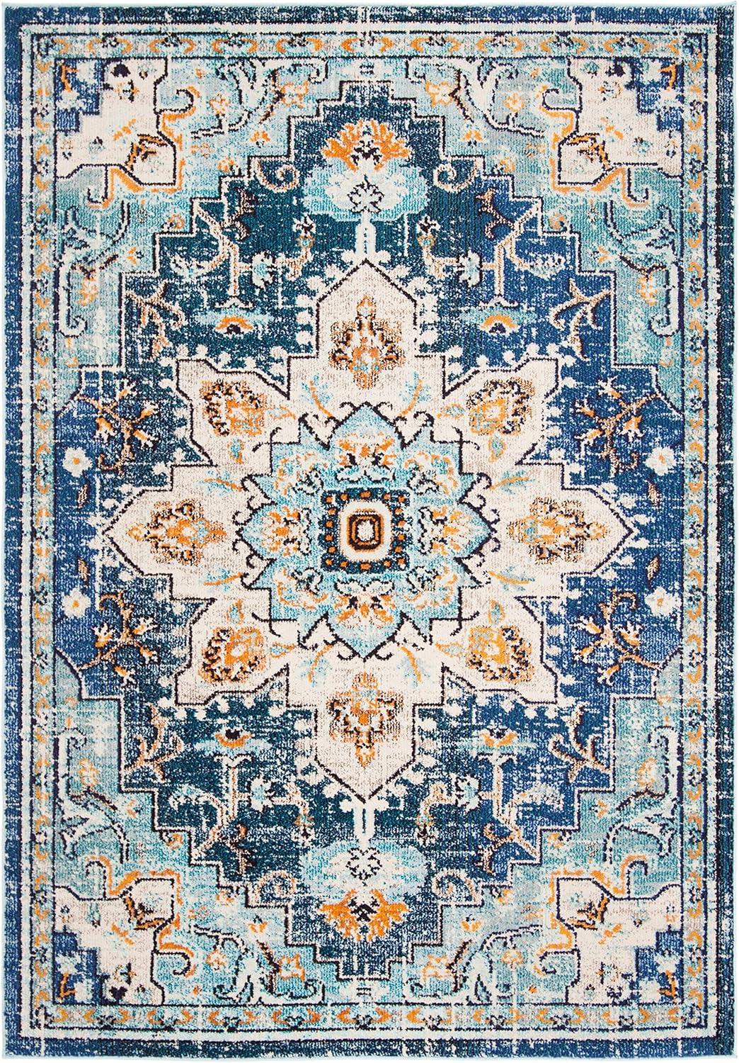 Madison MAD473 Power Loomed Indoor Area Rug - Blue/Light Blue - 4'x6' - Safavieh.