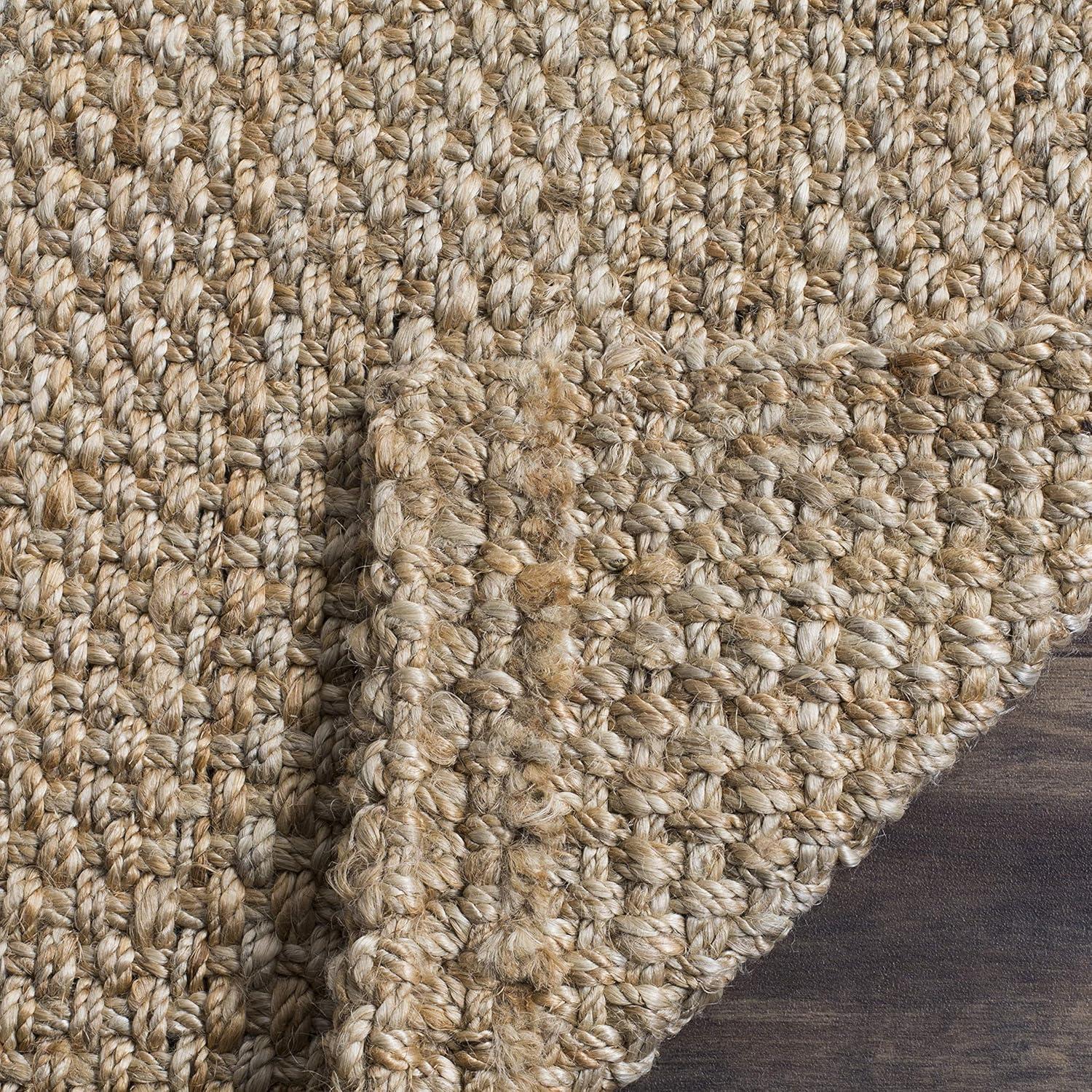 Handwoven Black Jute 4' Square Area Rug, Ideal for High Traffic