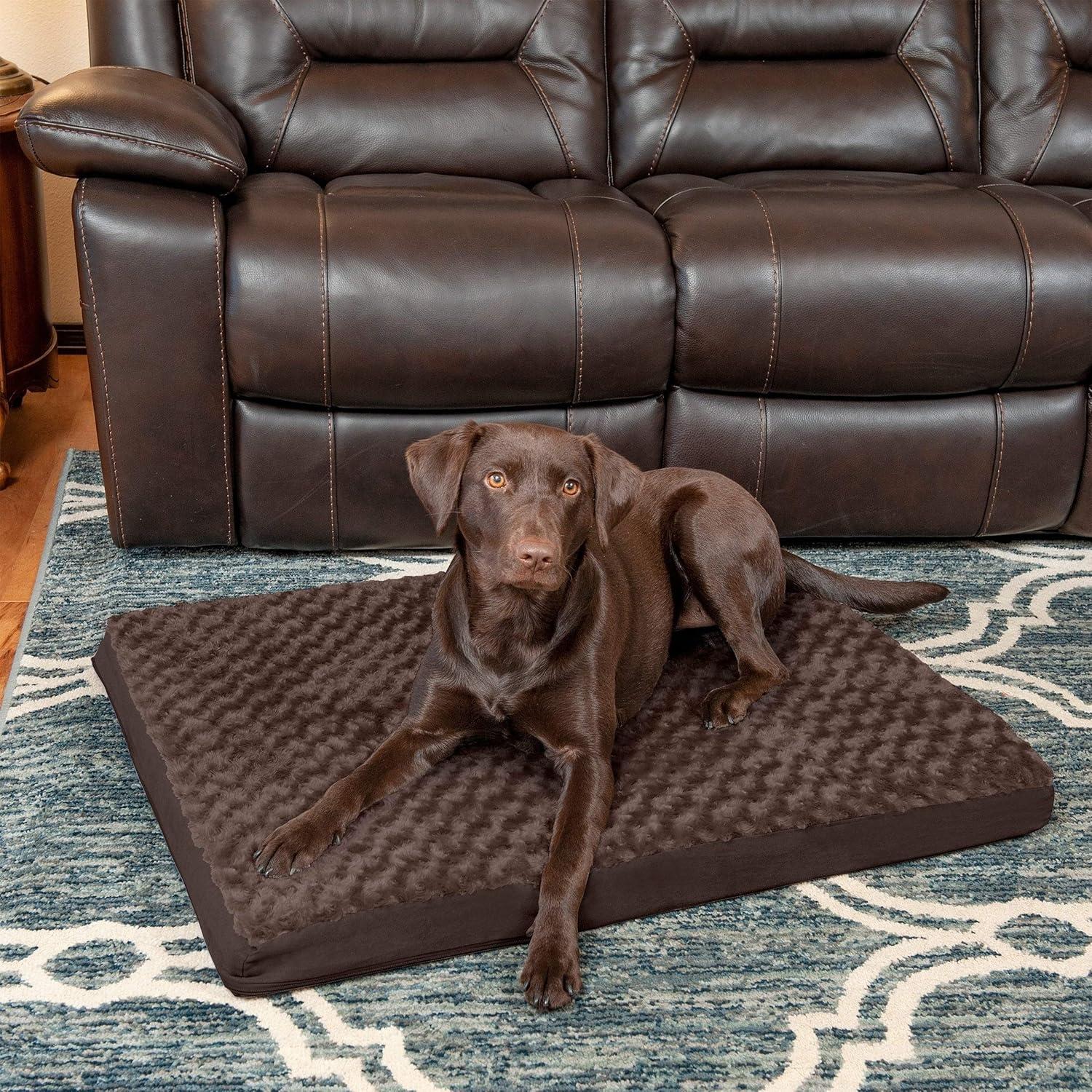 X-Large Orthopedic Chocolate Faux Fur Pet Bed