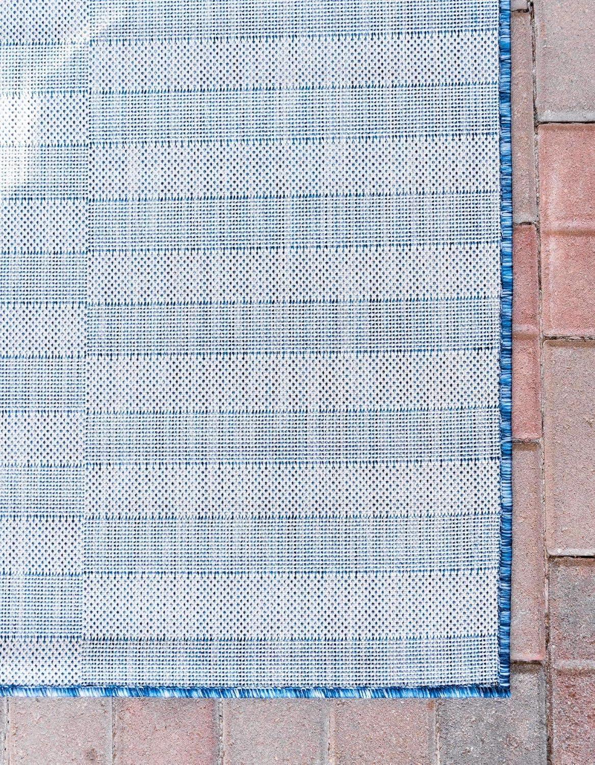 Unique Loom Outdoor Striped Collection Area Rug - Striped (4' 1" x 6' 1" Rectangle Blue/Ivory)