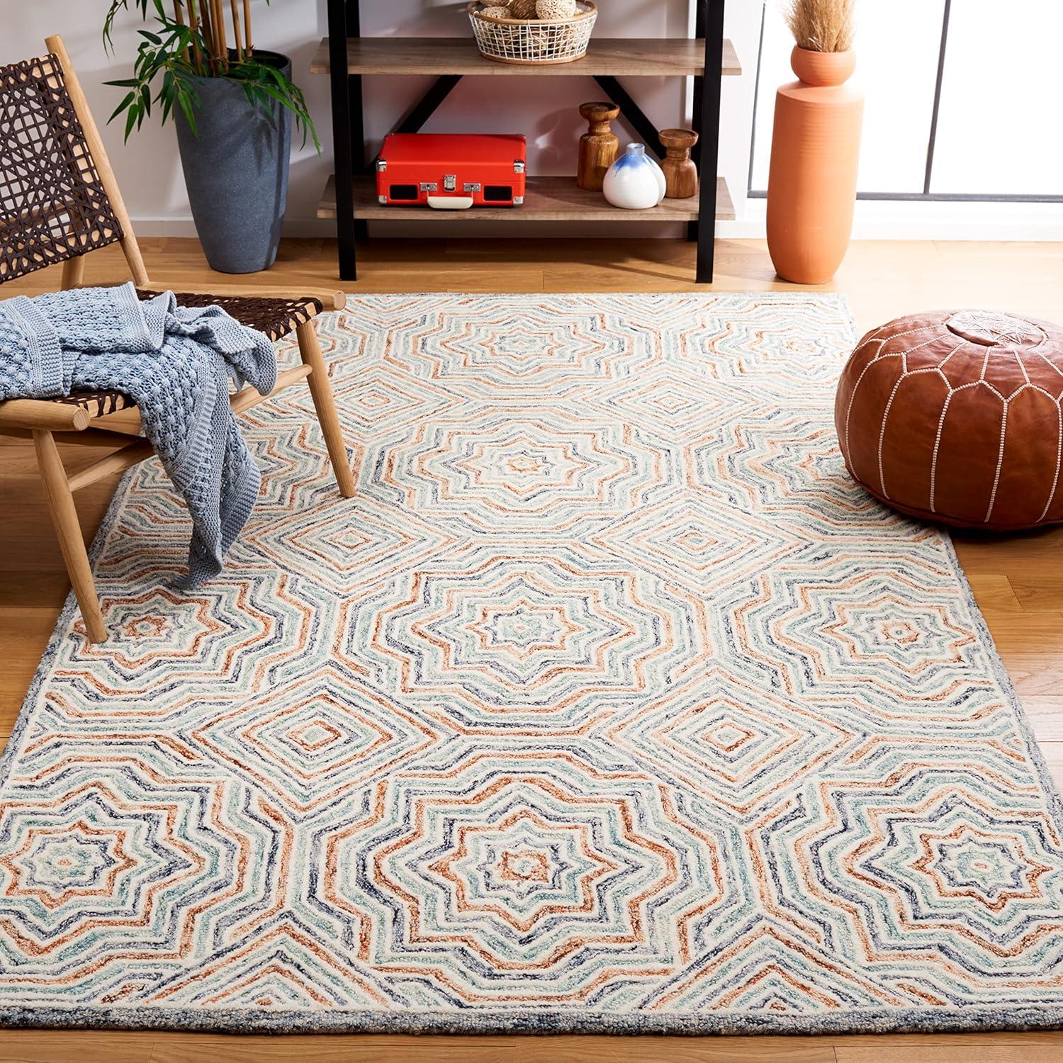 Capri CPR215 Tufted Indoor Area Rug - Blue/Rust - 4'x6' - Safavieh