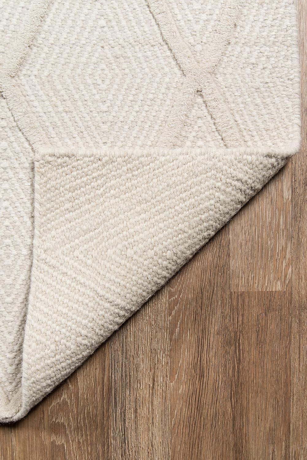 Langdon Geometric Handmade Flatweave Wool Beige Area Rug