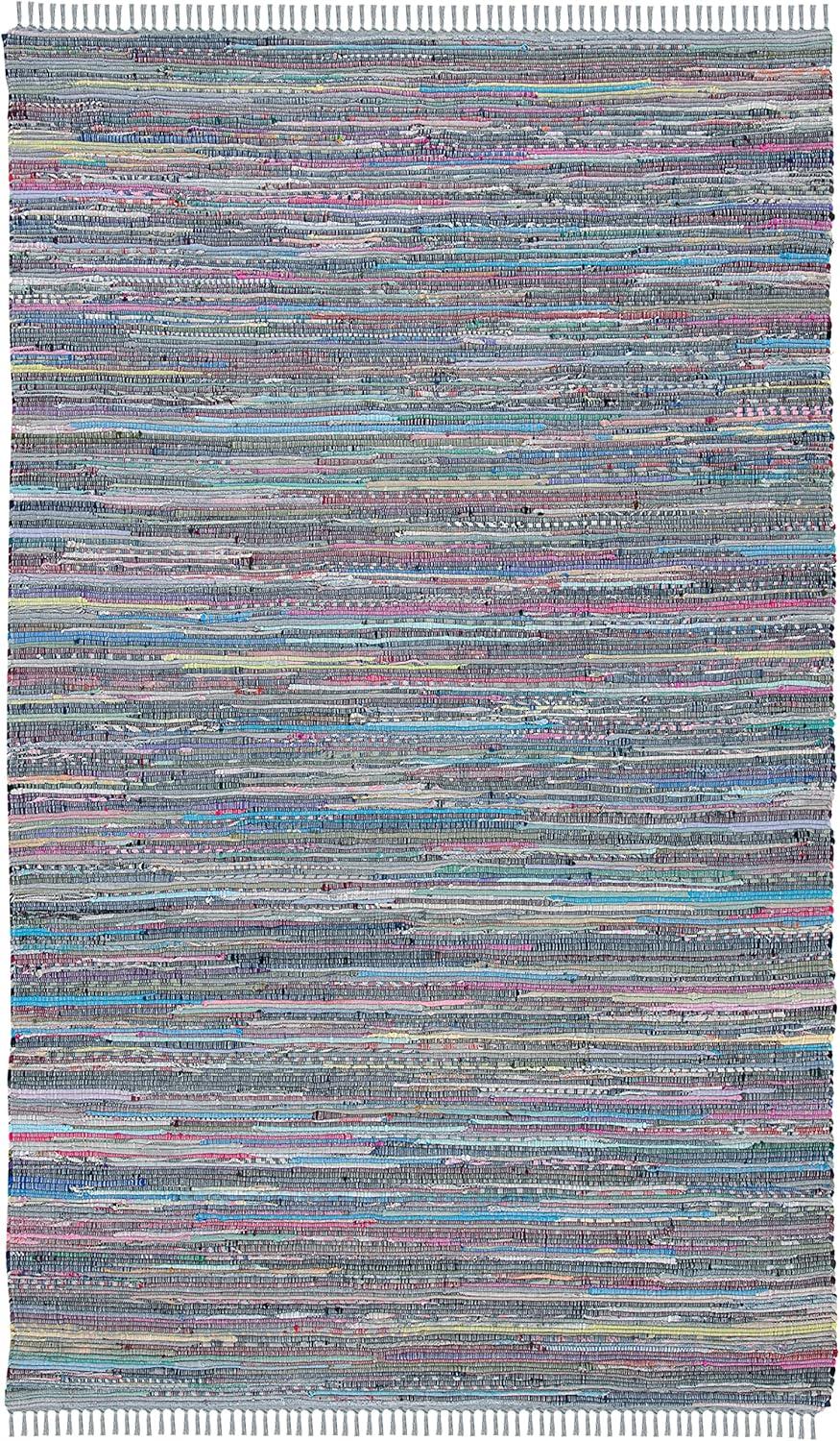 Rag Rug RAR121 Hand Woven Indoor Area Rug - 5'x8' - Ink/Multi - Safavieh