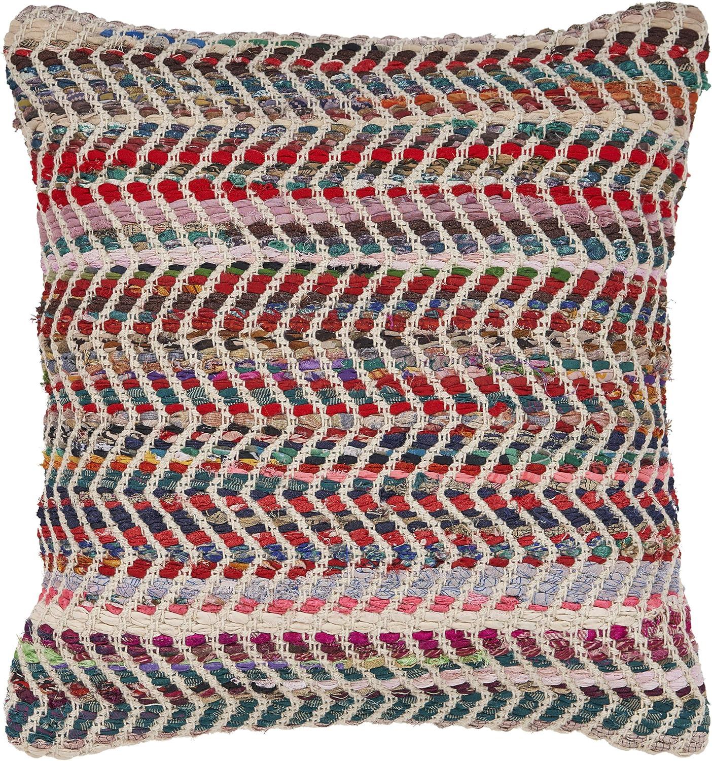 Multicolor Chevron Woven Square Throw Pillow 18"