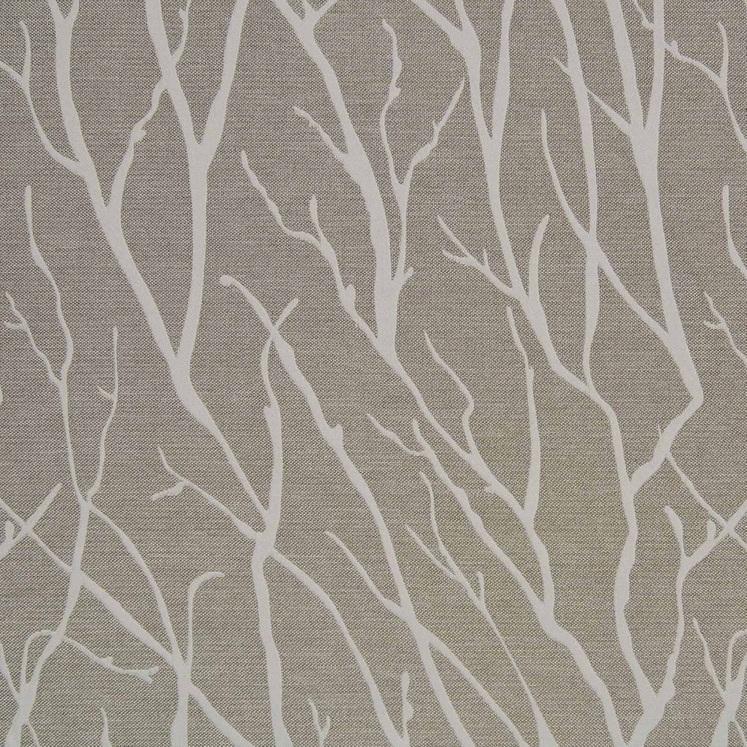 Natural Linen Look Blackout Curtain Panel with Branch Motif