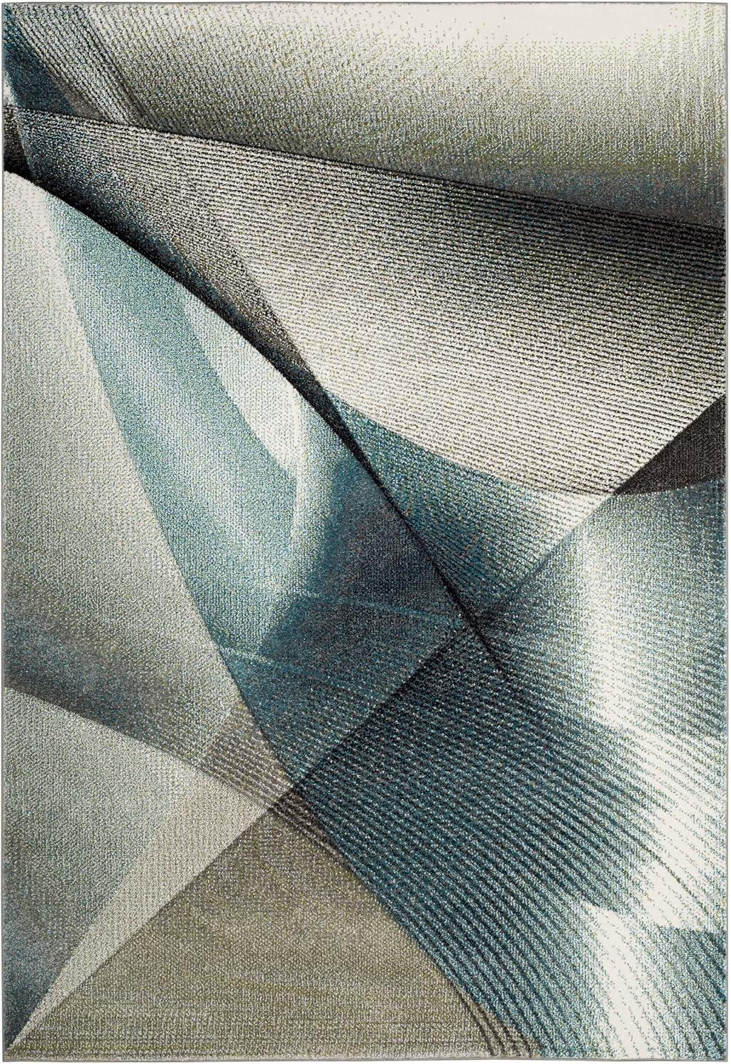 Hollywood HLW715 Machine Made Area Rug - 5'3"x7'6" - Grey/Teal - Safavieh