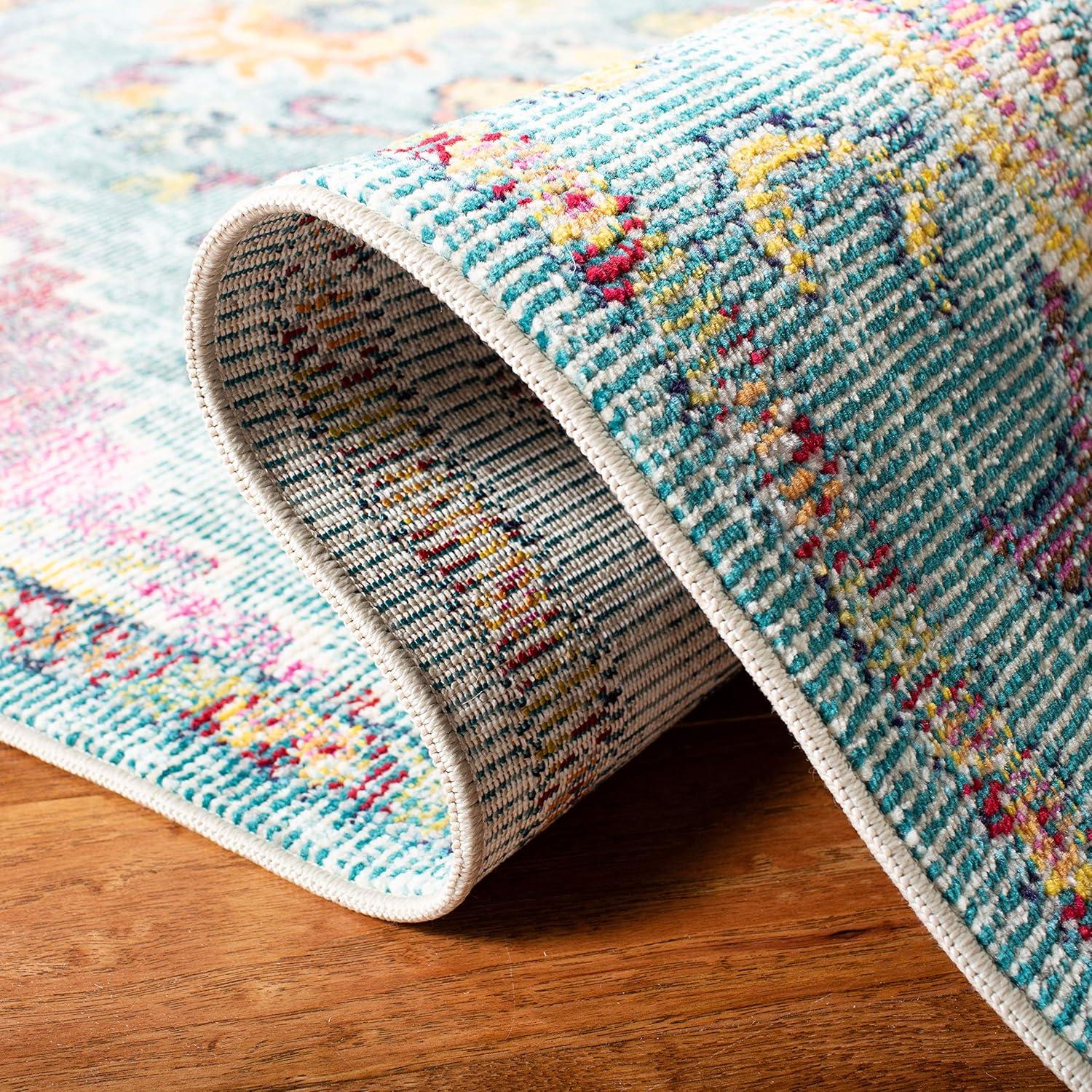 Crystal CRS501 Loomed Indoor Runner Rug - Teal/Orange - 2'2"x17' - Safavieh