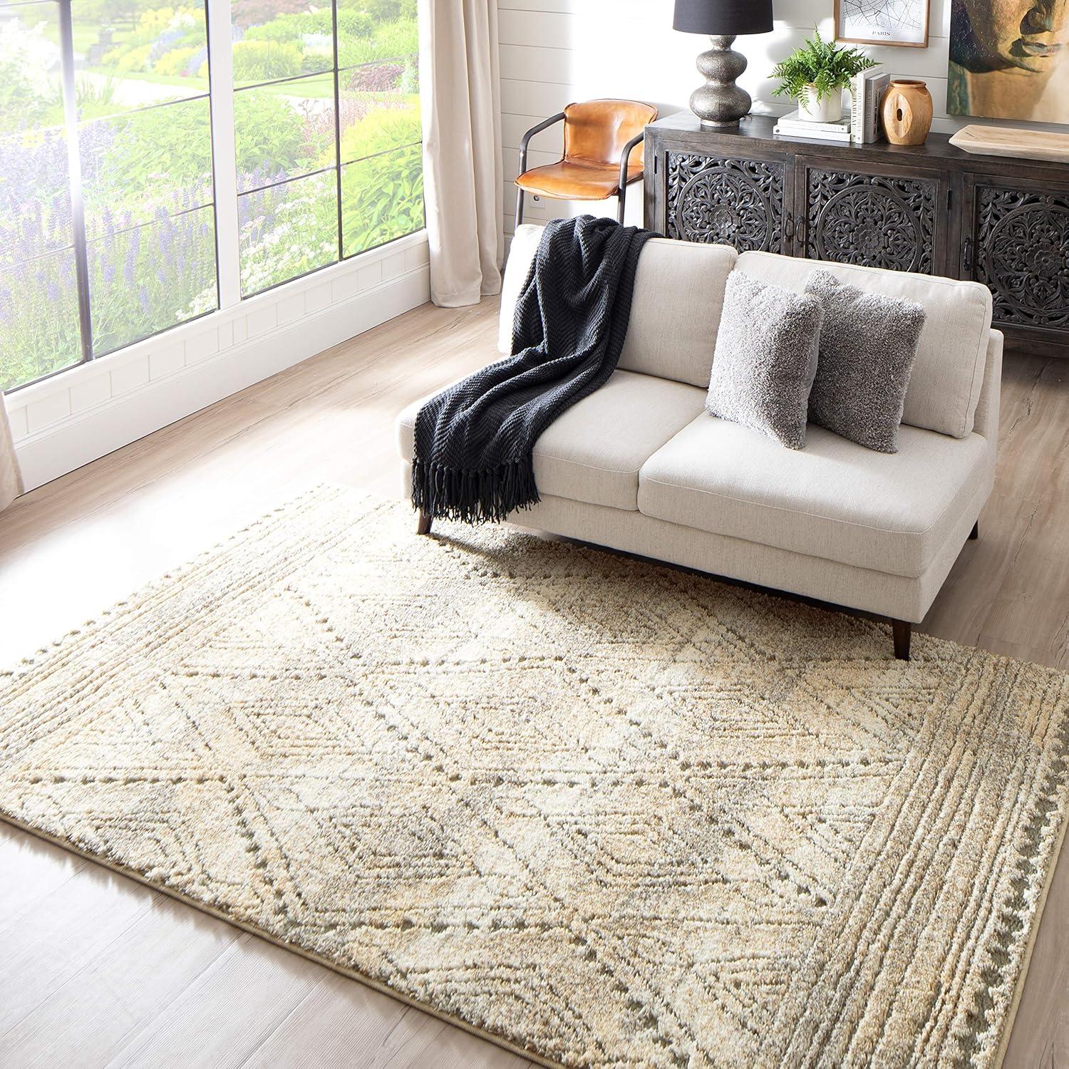 Mohawk Home Vado Geometric Indoor Woven Area Rug, Tan, 3' 4" x 5'