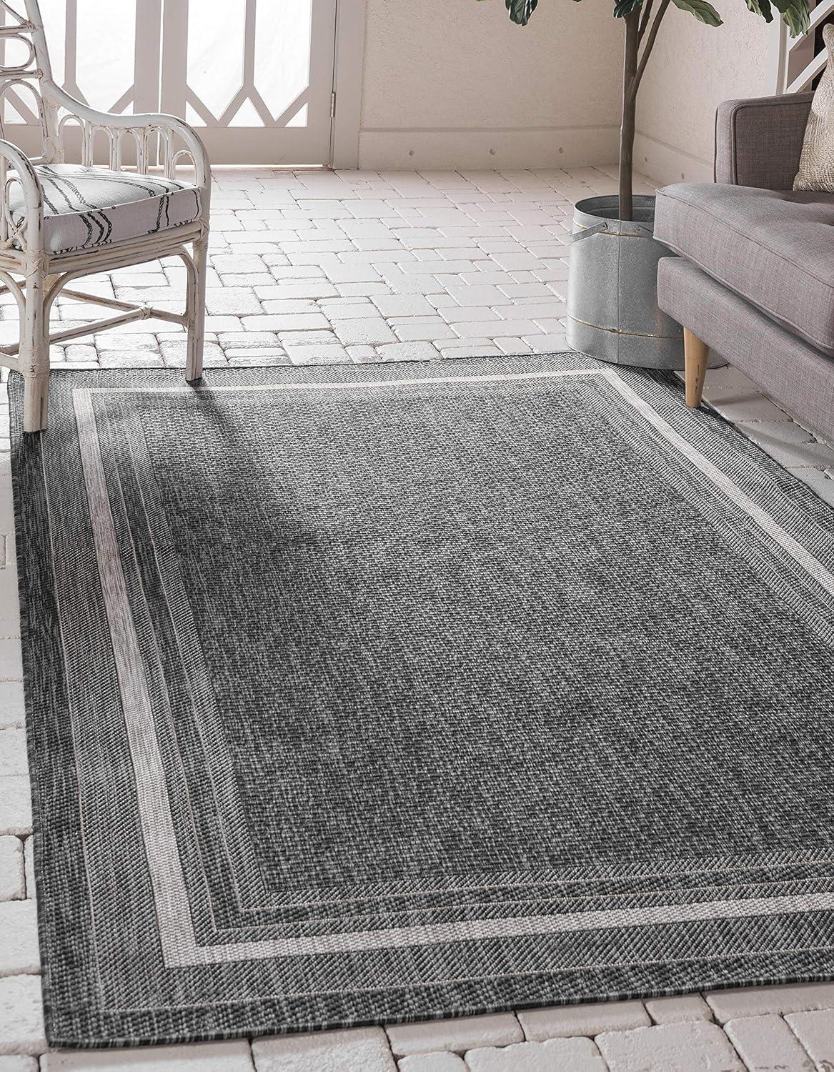 Unique Loom Outdoor Border Soft Border Border Woven Area Rug