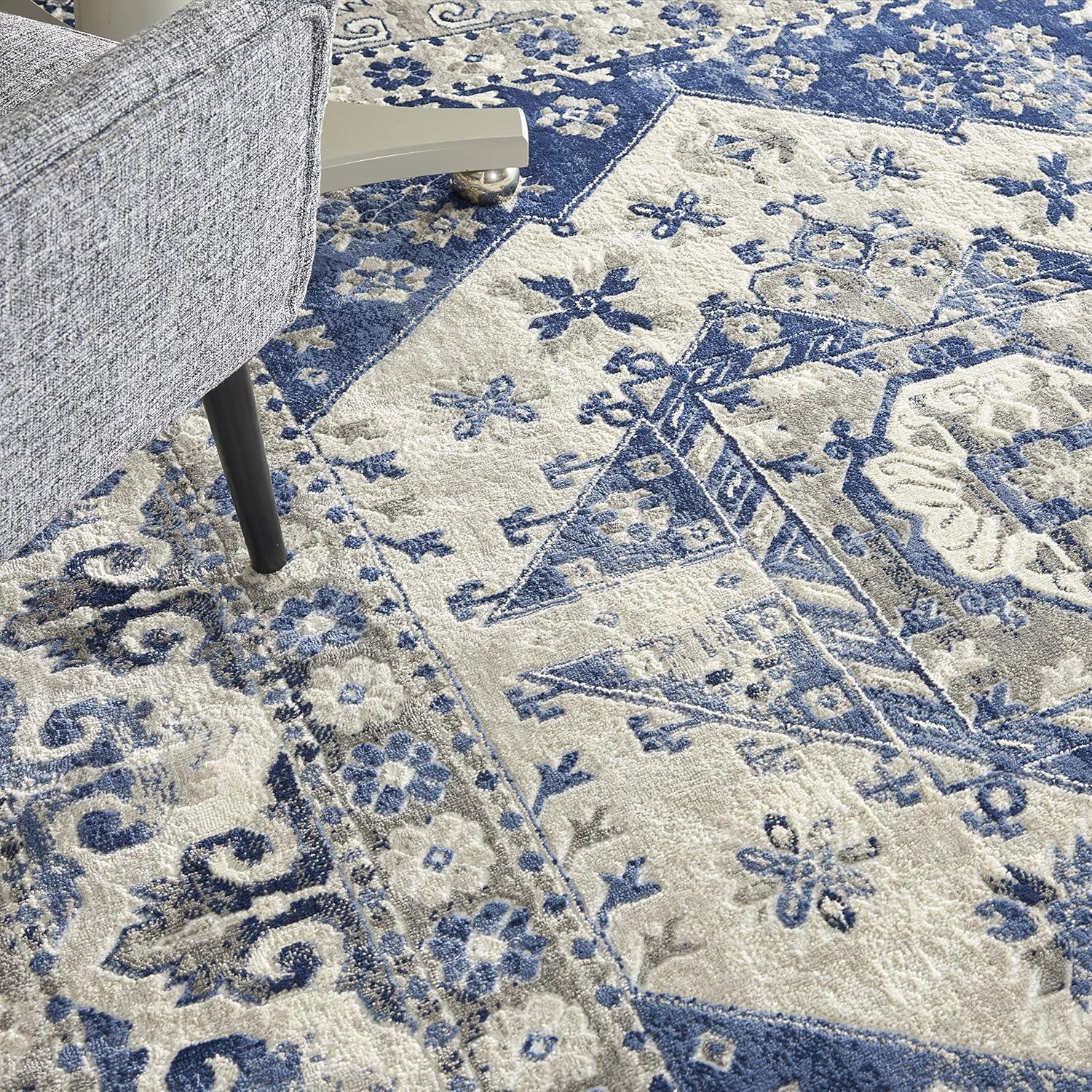 Ivory Blue Cyrus 8' x 10' Synthetic Reversible Area Rug