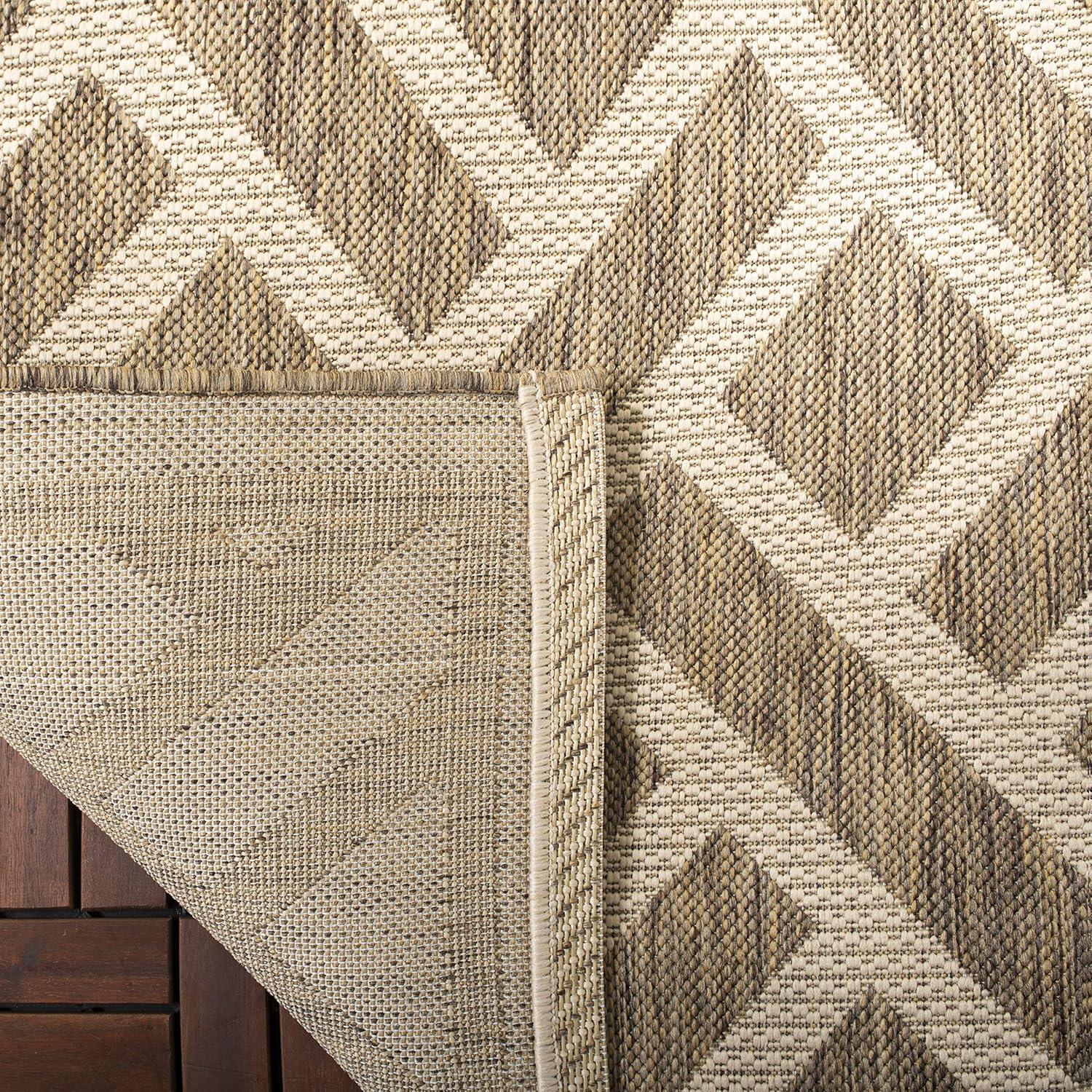 Courtyard CY6306 Power Loomed Indoor/Outdoor Area Rug - Brown/Light Beige - 5'3"x7'7" - Safavieh.