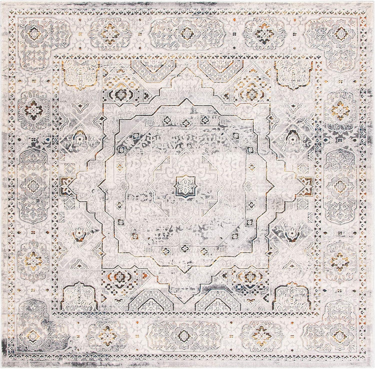 Alhambra Vintage Cream/Grey 6'7" Square Easy-Care Area Rug