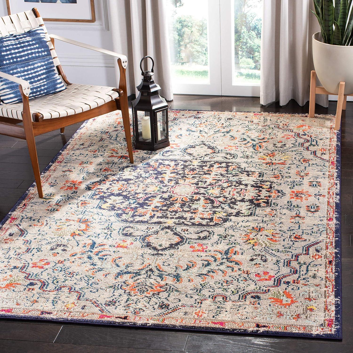 Madison MAD447 Power Loomed Indoor Area Rug - Beige/Black - 4'x6' - Safavieh