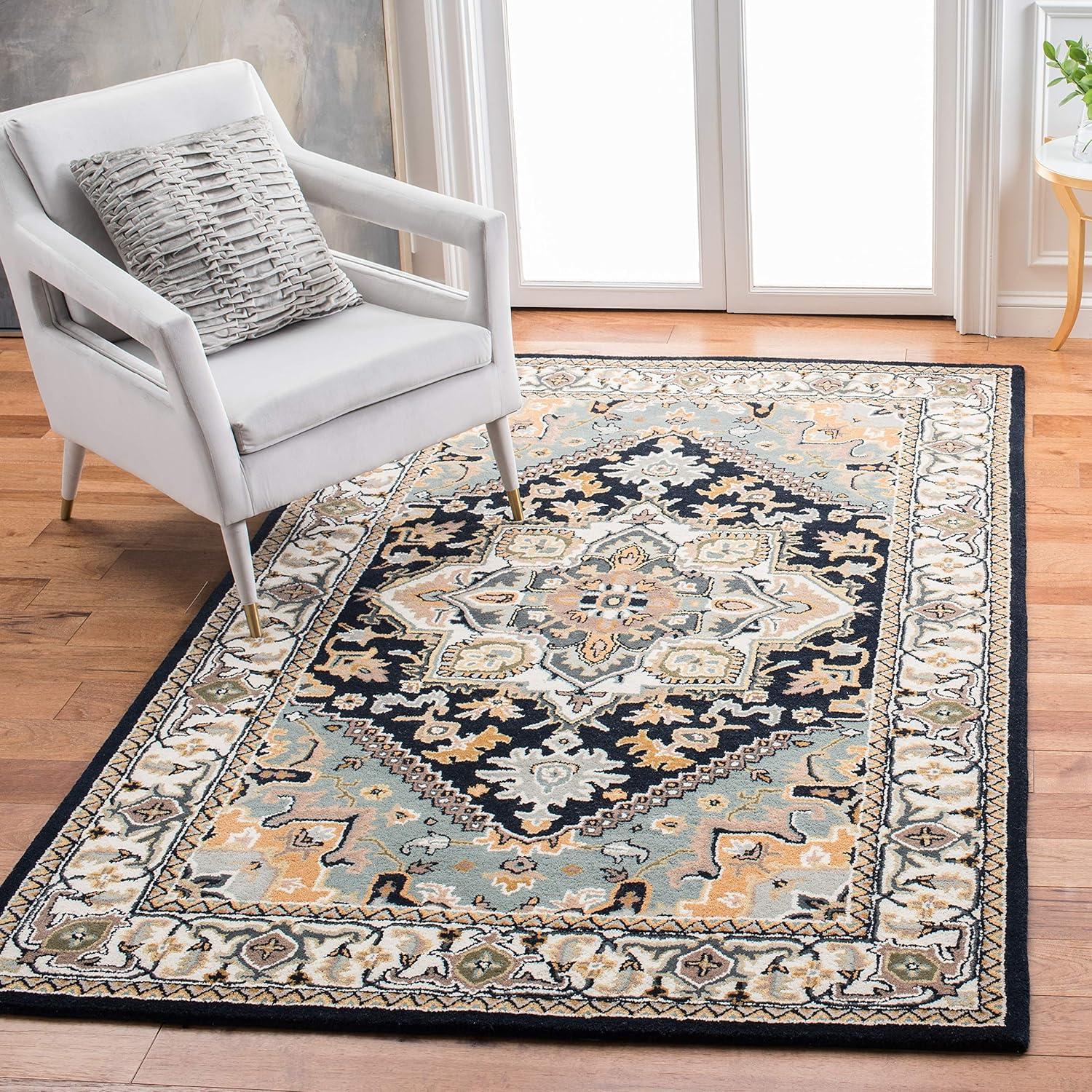 Heritage HG625 Handmade Area Rug - 5'x8' - Navy/Ivory - Safavieh