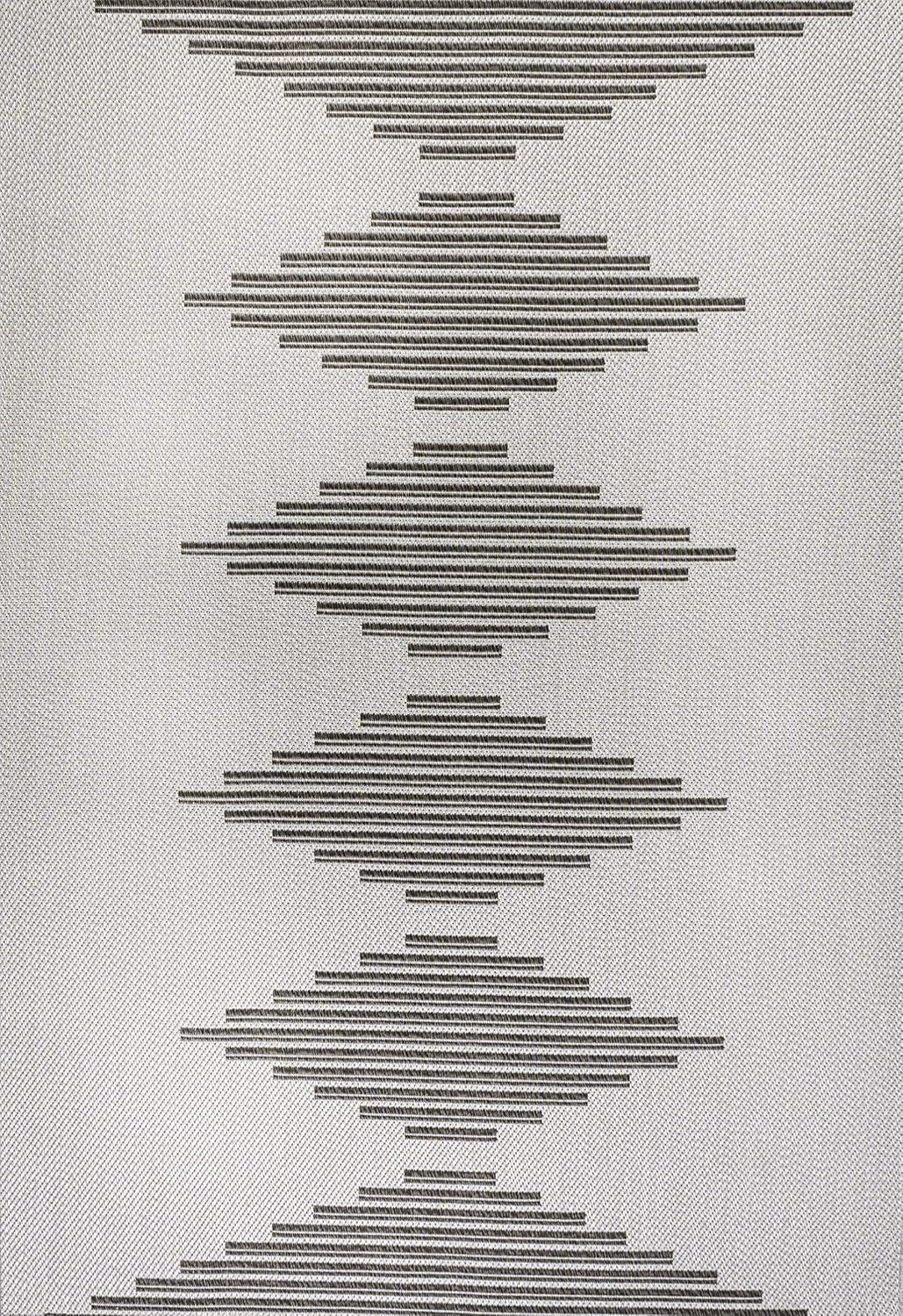 4' x 6' Vinales Diamond Stripe Indoor/Outdoor Area Rug, Light Gray/Black - JONATHAN Y