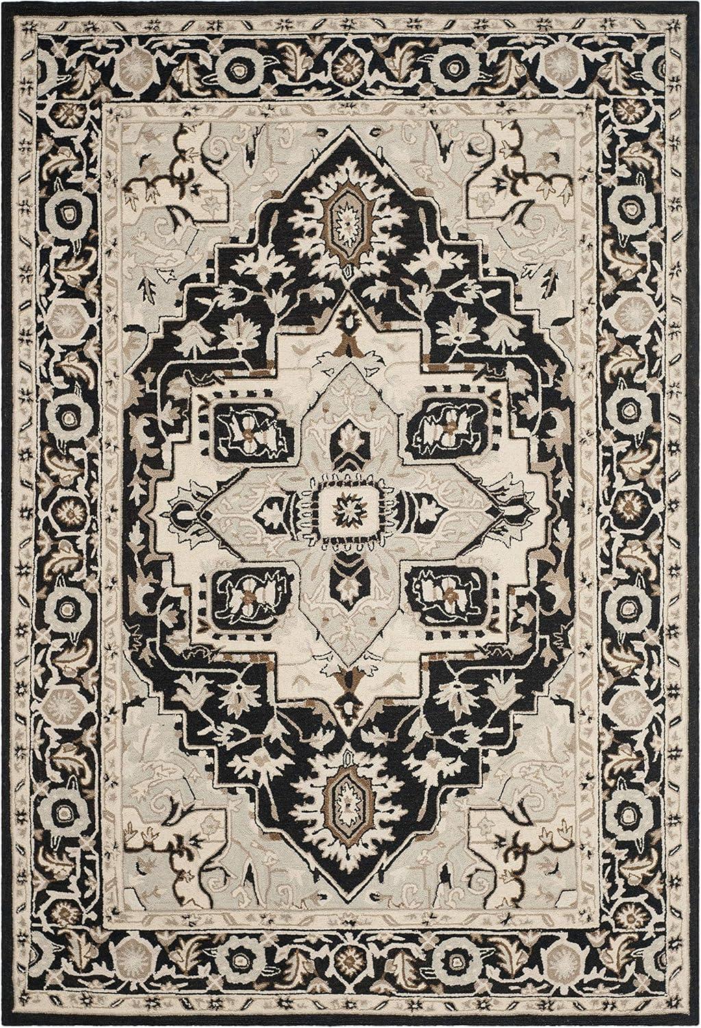 Chelsea HK709 Hand Hooked Area Rug - Black/Natural - 6'x9' - Safavieh.