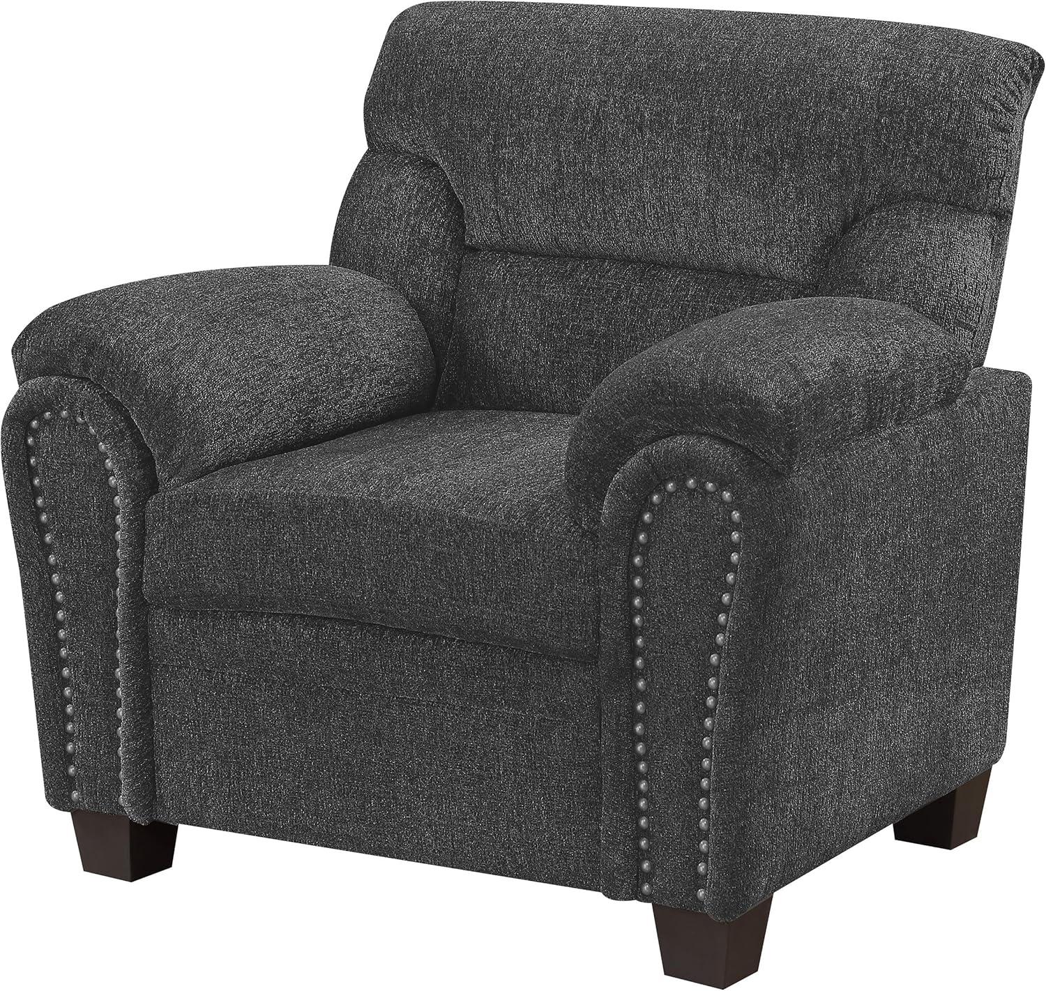 Coaster Transitional Chenille Upholstered Chair with Nailhead Trim in Gray