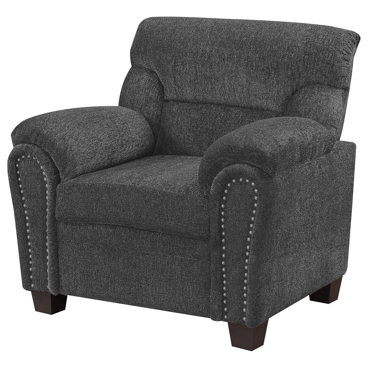 Coaster Transitional Chenille Upholstered Chair with Nailhead Trim in Gray