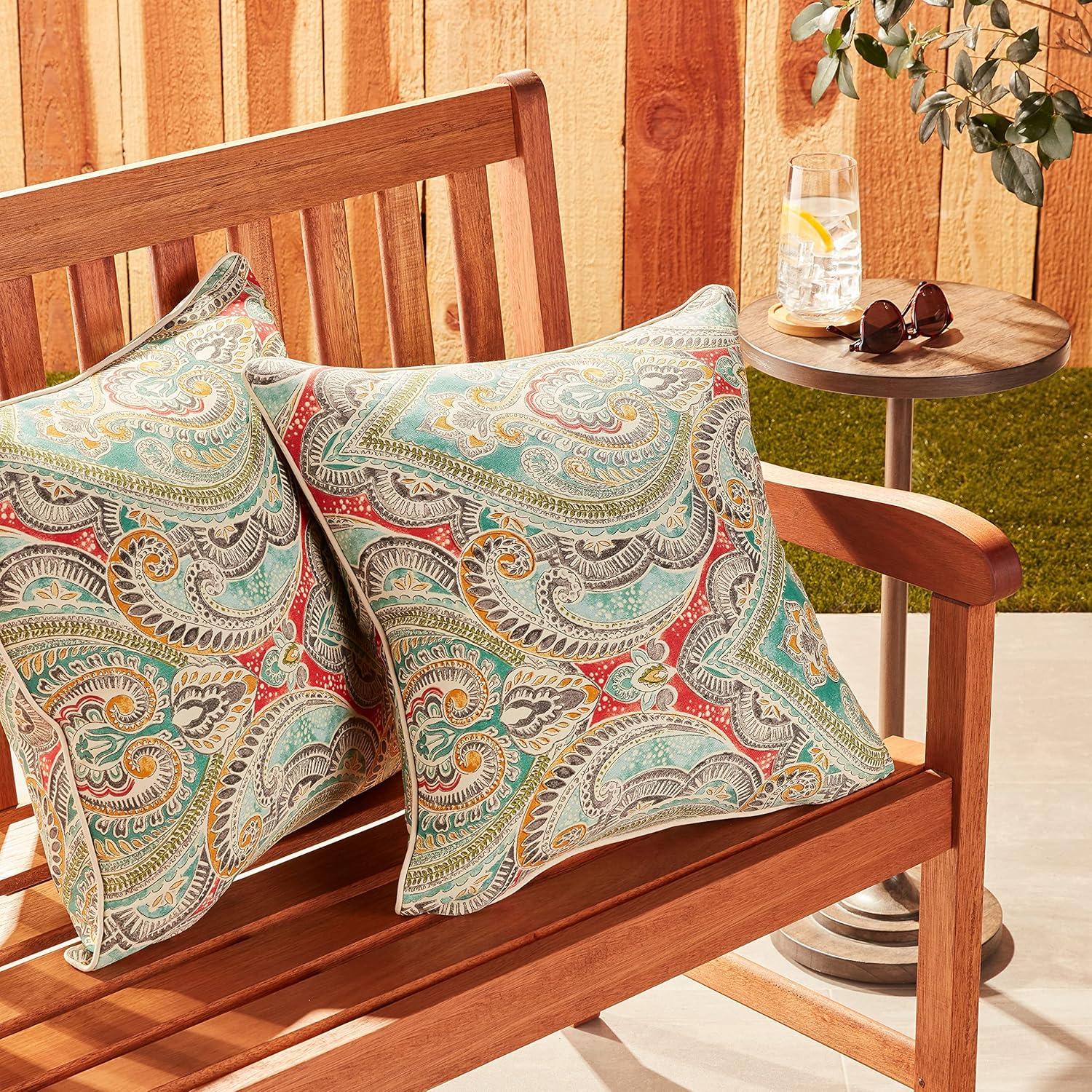 2pk 18.5" Pretty Witty Outdoor Throw Pillow Reef Blue - Pillow Perfect: Weather-Resistant, Traditional Style