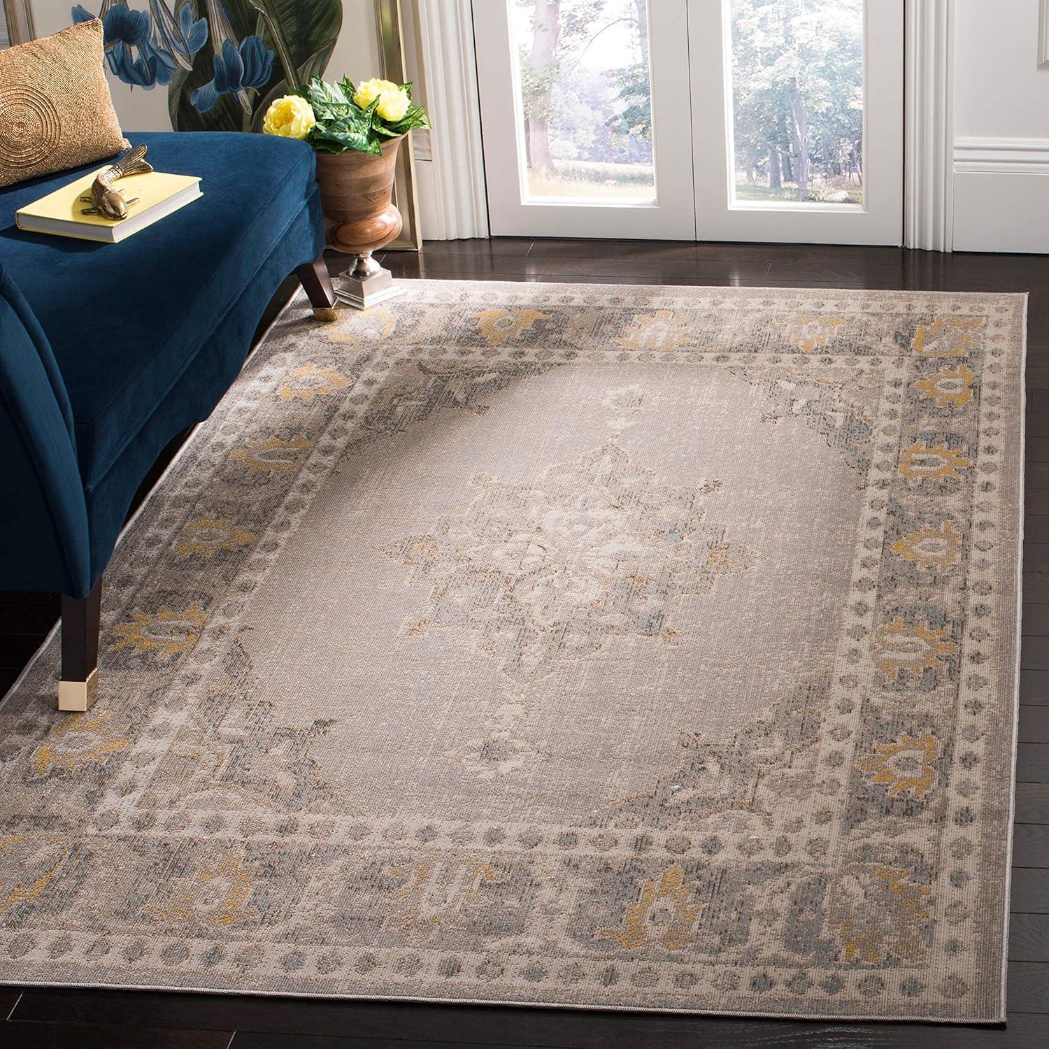 Gray Medallion 8' x 10' Easy-Care Synthetic Area Rug