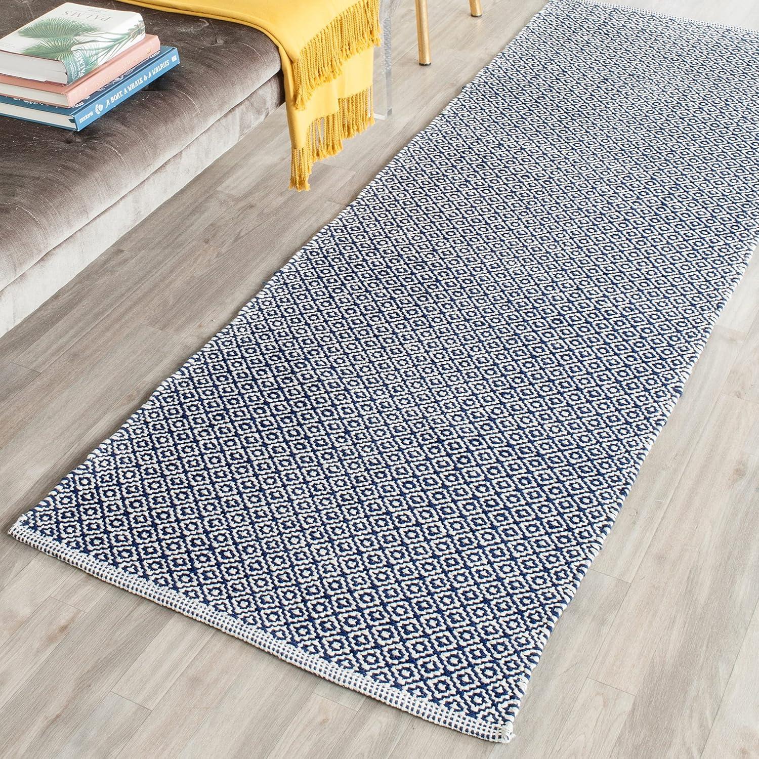 Off-White Geometric Cotton Flat Woven 9' x 12' Rug