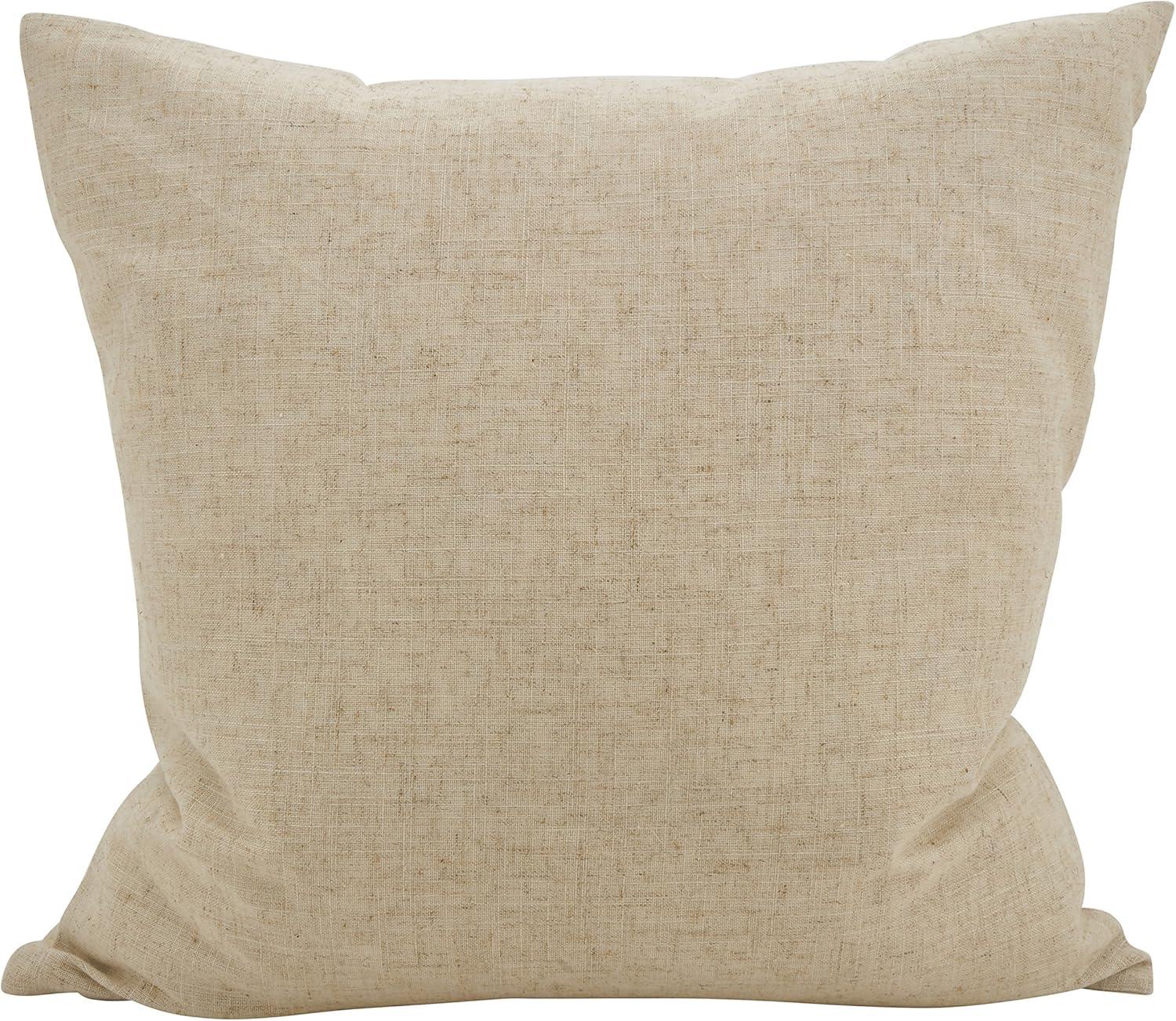 Medium Off-White Linen Pillow with Lime 3D Flower