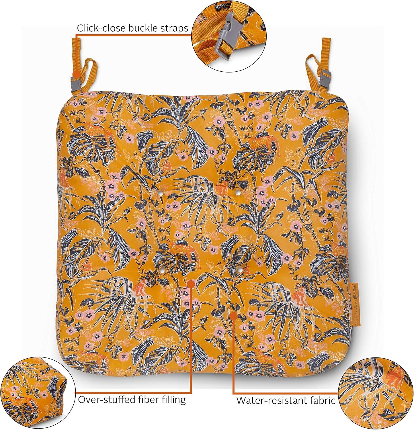 Rain Forest Toile Gold Water-Resistant 19" Patio Chair Cushions, 2 Pack