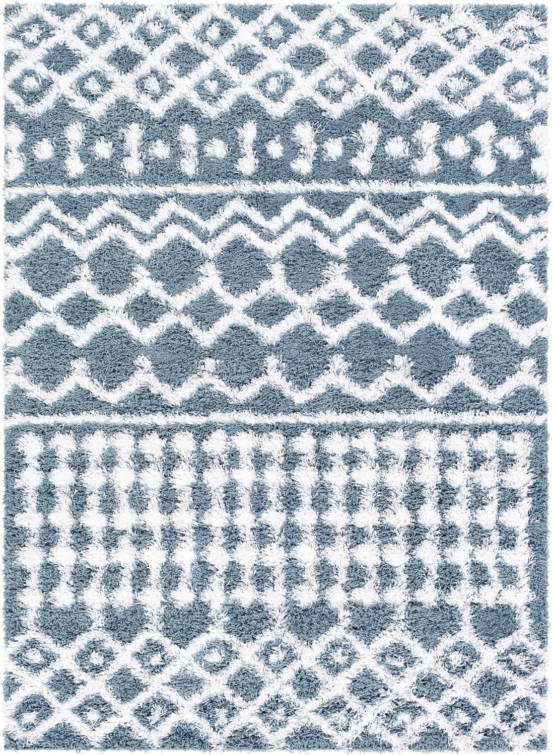 Livabliss Urban Shag Global Moroccan Area Rug,5'3" x 7'3",Denim