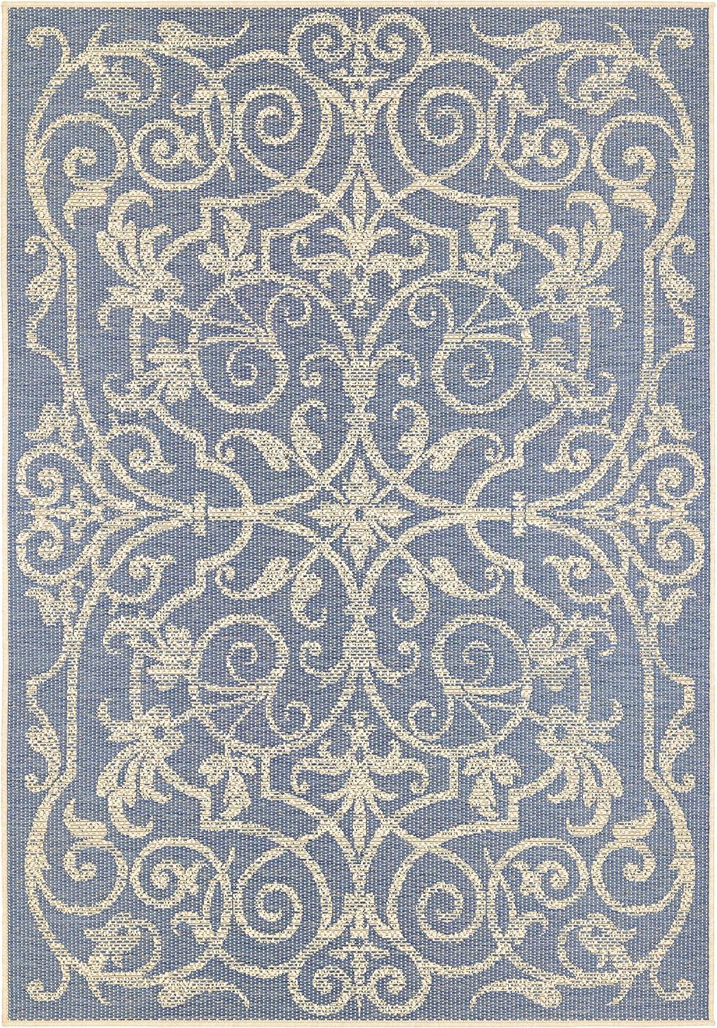 Couristan Monaco Summer Quay Area Rug, 2' x 3'7", Ivory-Sapphire