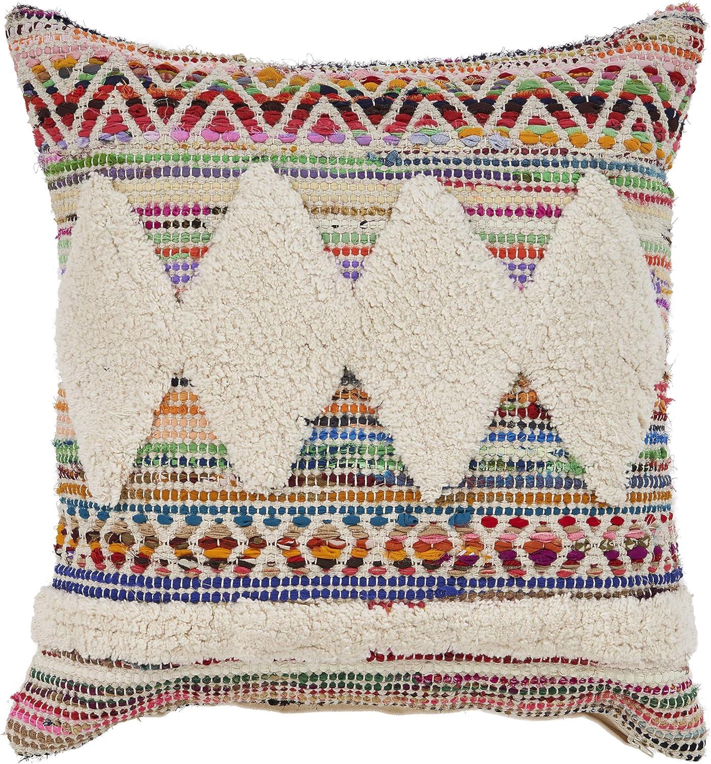 Amara 18" Multicolor Embroidered Cotton Throw Pillow Set