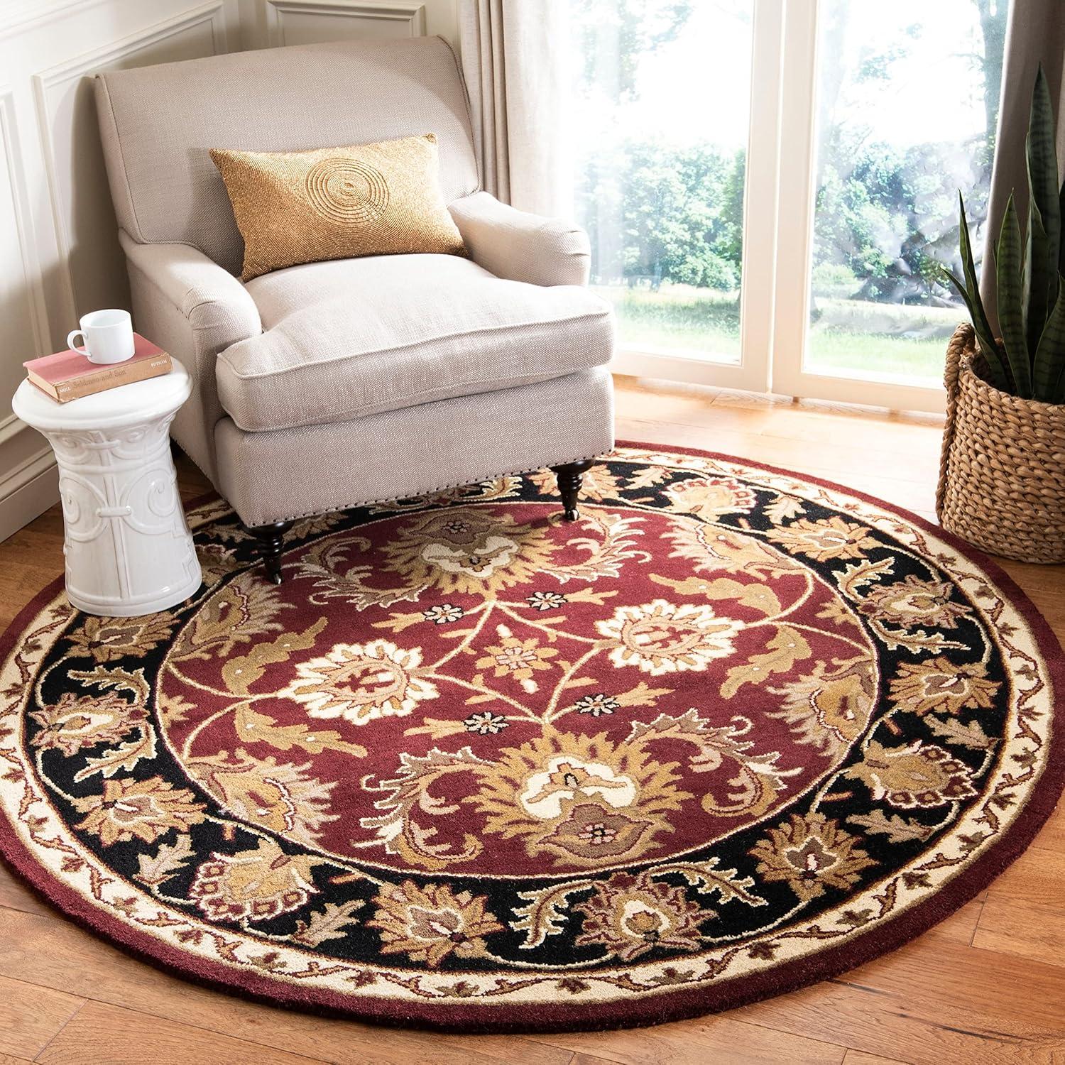 Hand-tufted Rust and Black Round Wool Accent Rug, 24"