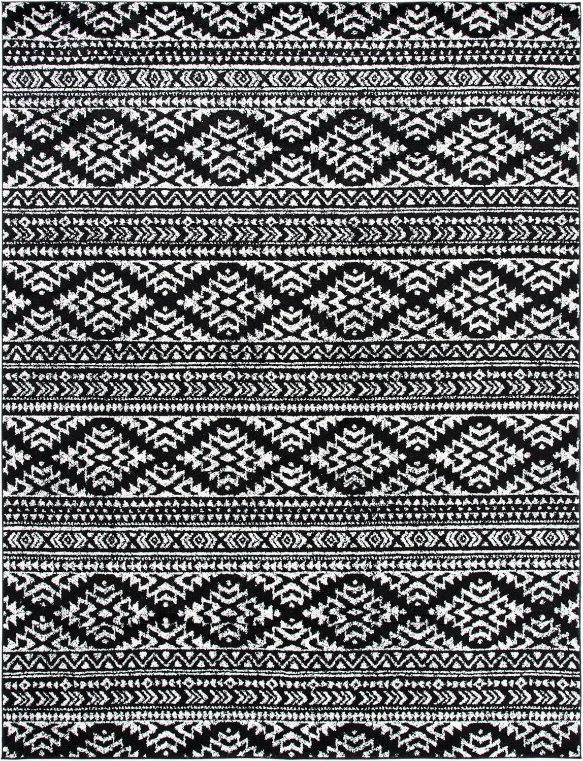 SAFAVIEH Tulum Lakisha Distressed Southwestern Area Rug, 10' x 13', Black/Ivory