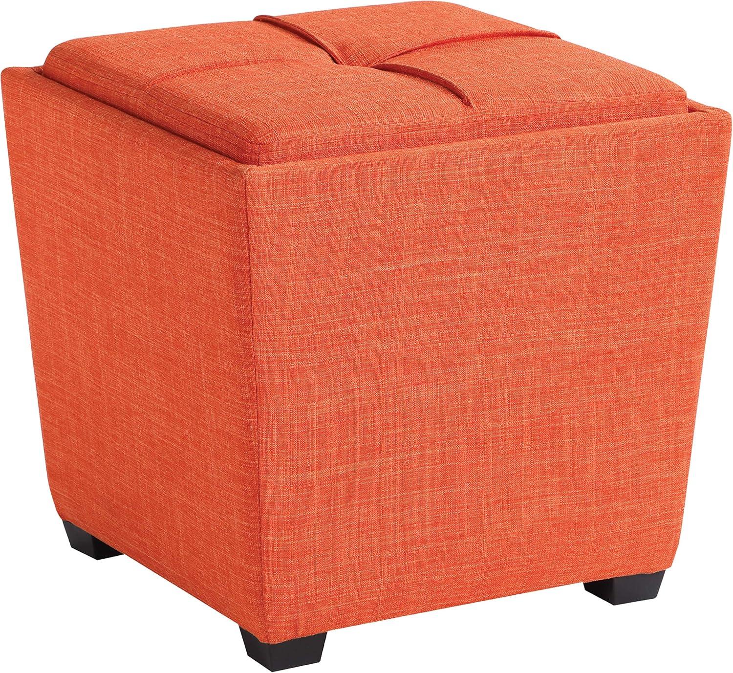Rockford Storage Ottoman in Tangerine Orange Fabric